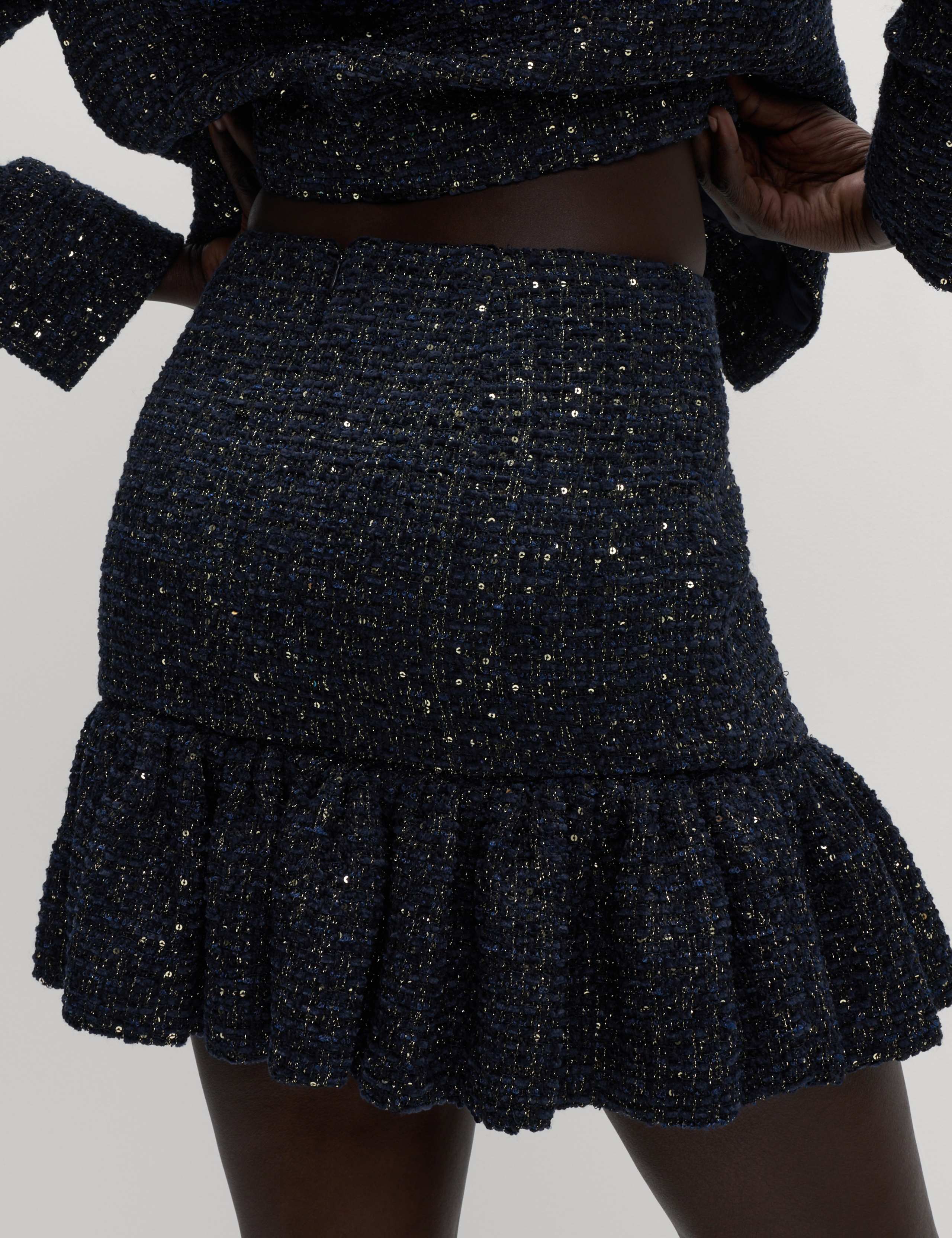 Sequin Sparkle Tweed Tiered Mini Skirt 5 of 5