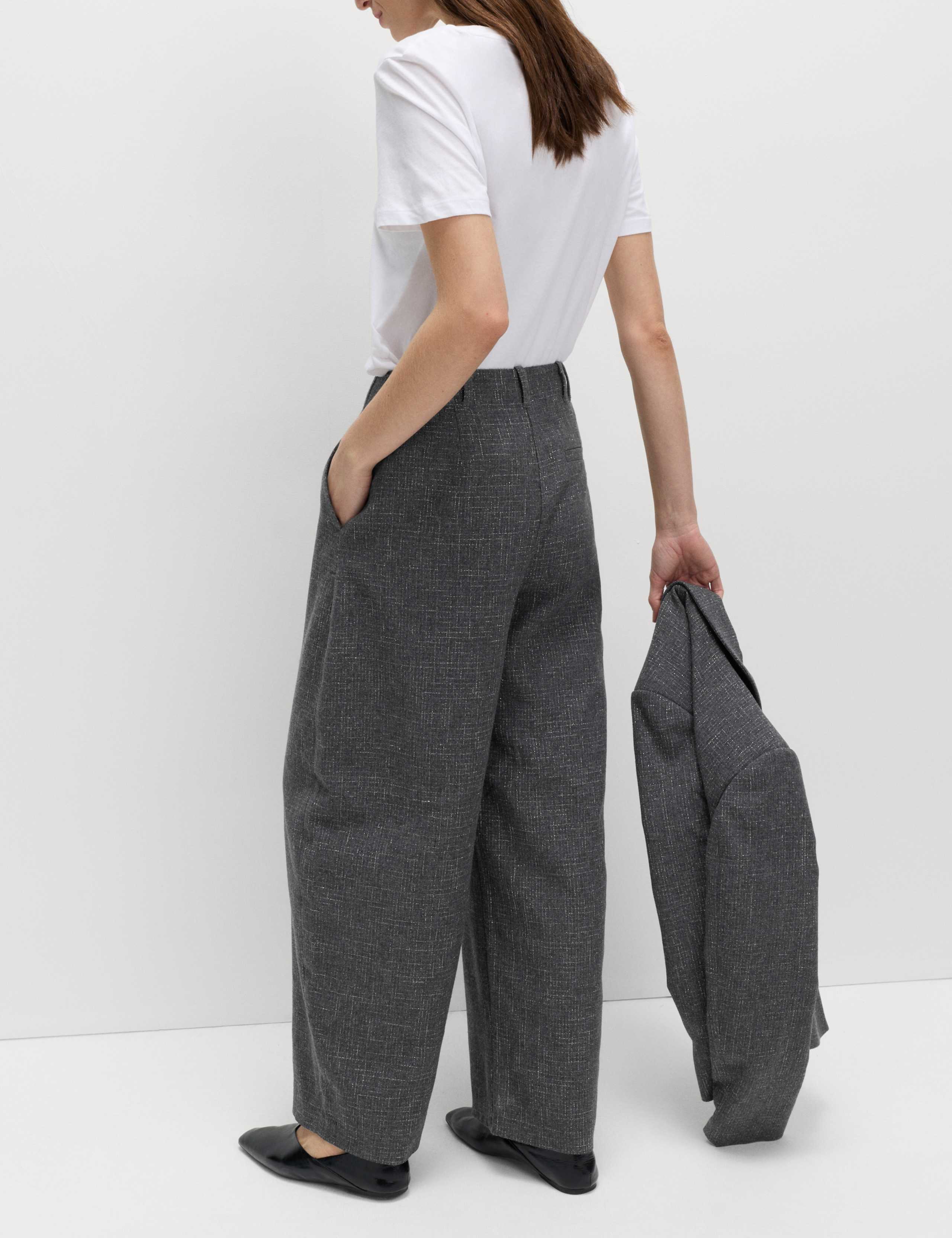 Metallic Lurex Barrel Leg Trousers 5 of 6