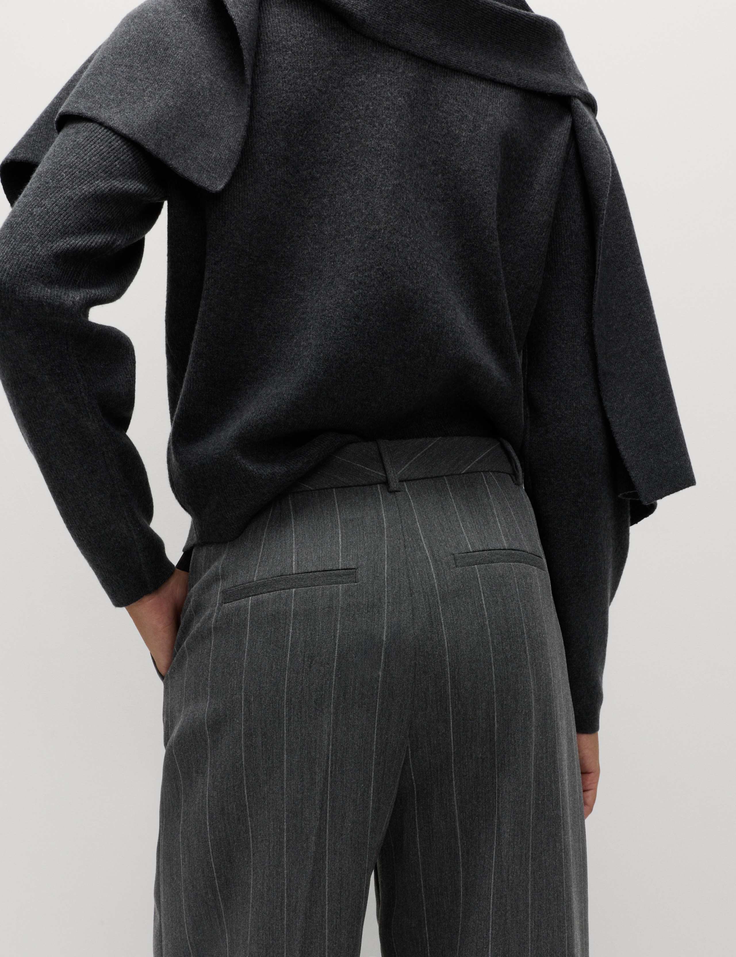 Flannel Pinstripe Wide Leg Trouser 3 of 6