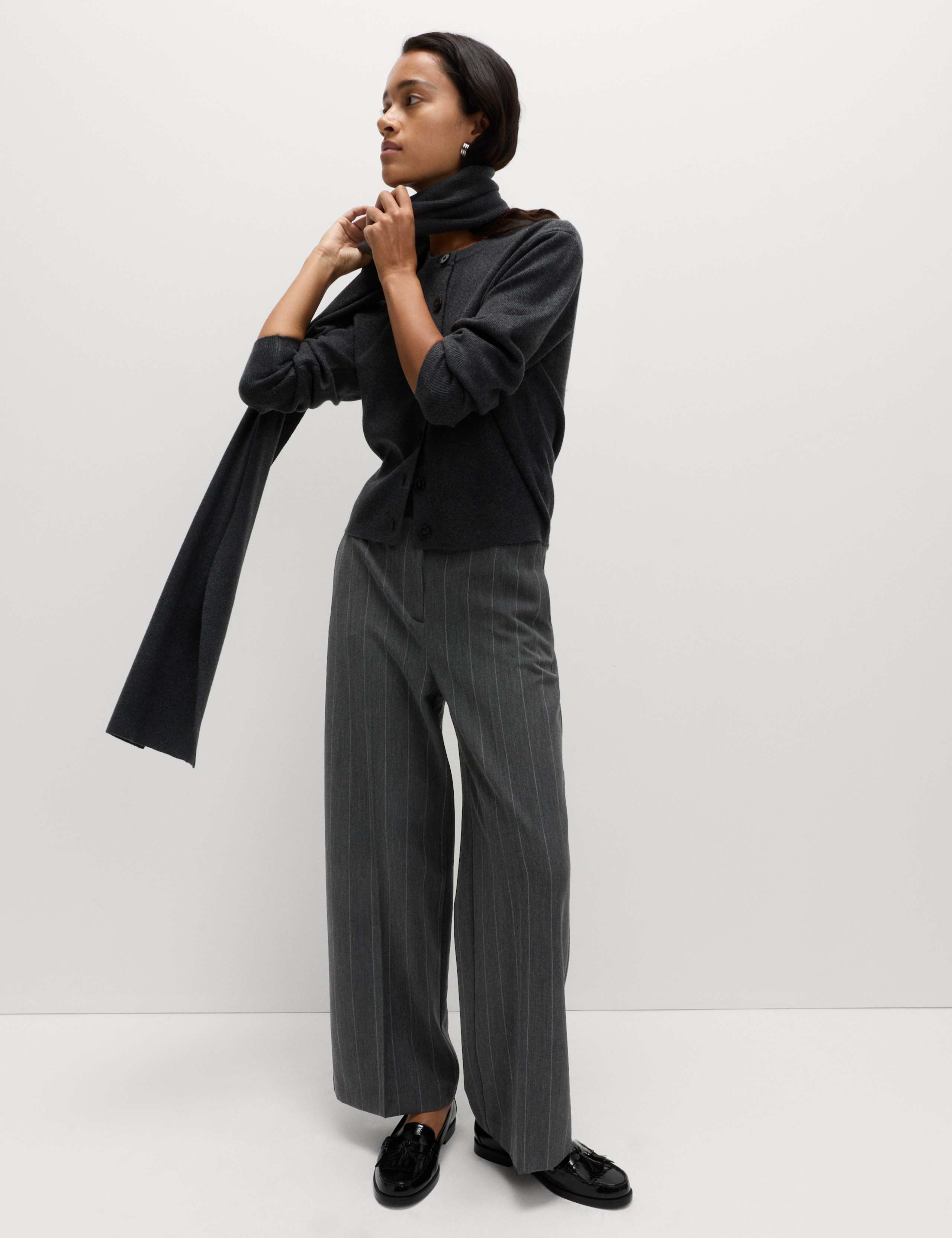 Flannel Pinstripe Wide Leg Trouser 4 of 6