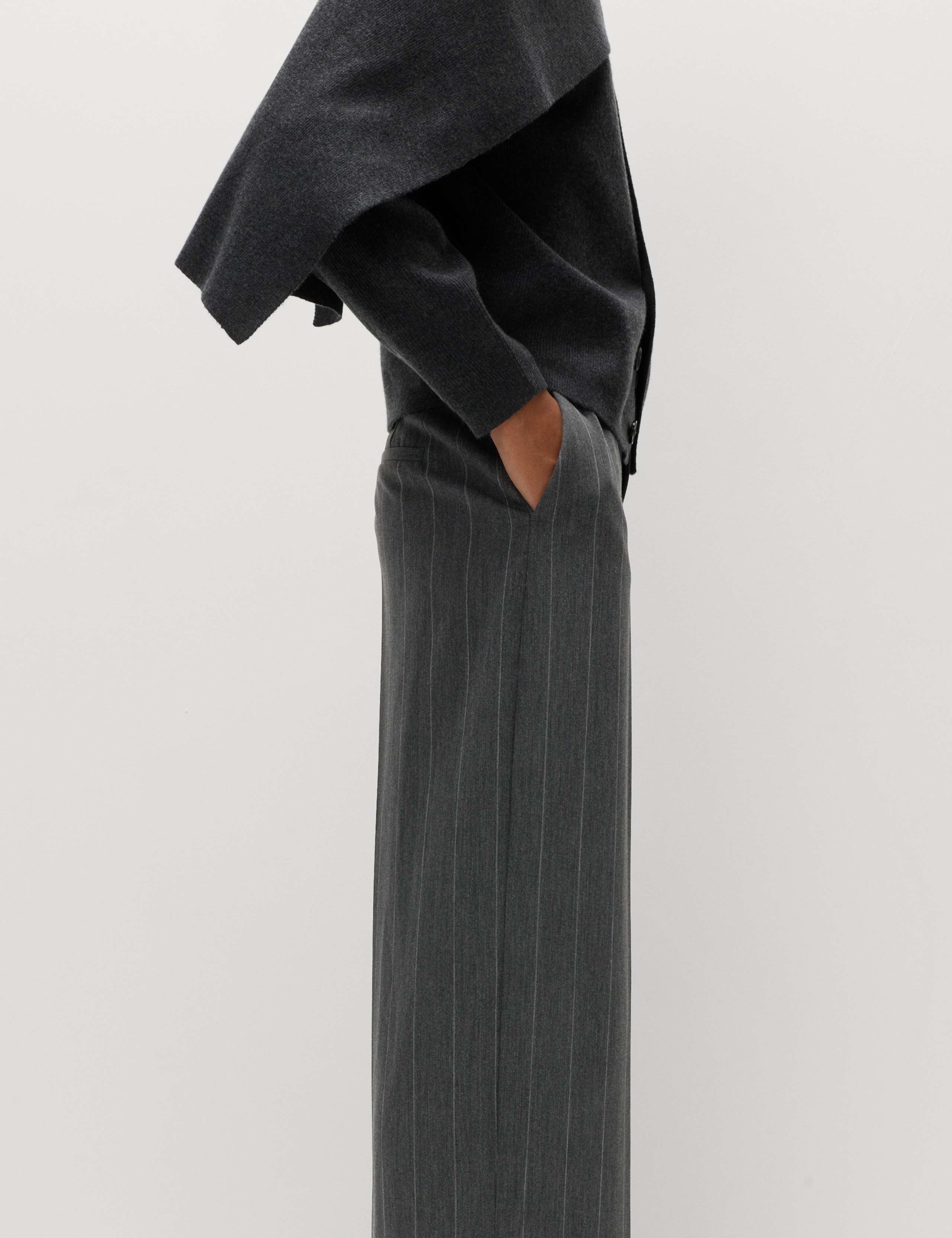 Flannel Pinstripe Wide Leg Trouser 5 of 6