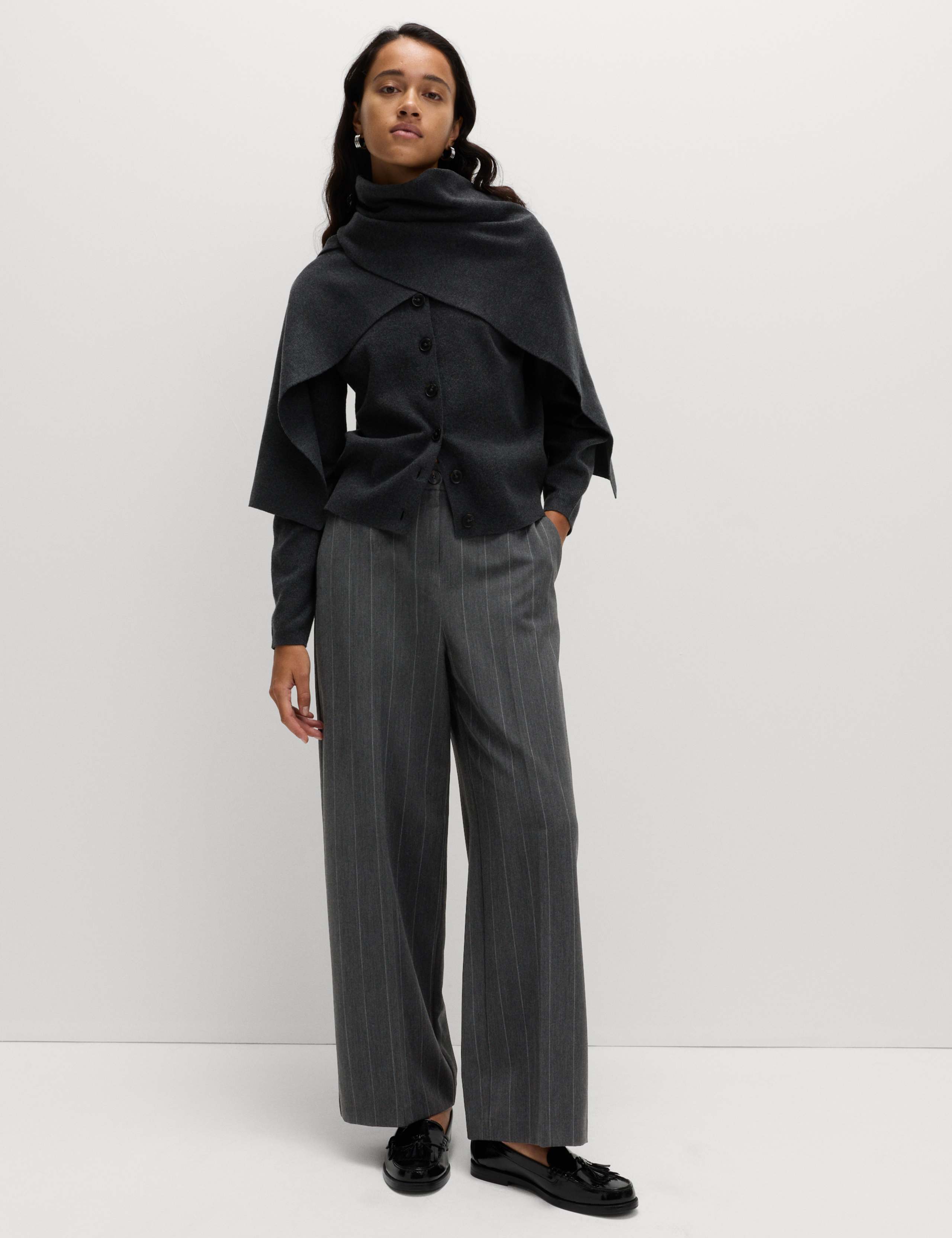 Flannel Pinstripe Wide Leg Trouser 6 of 6