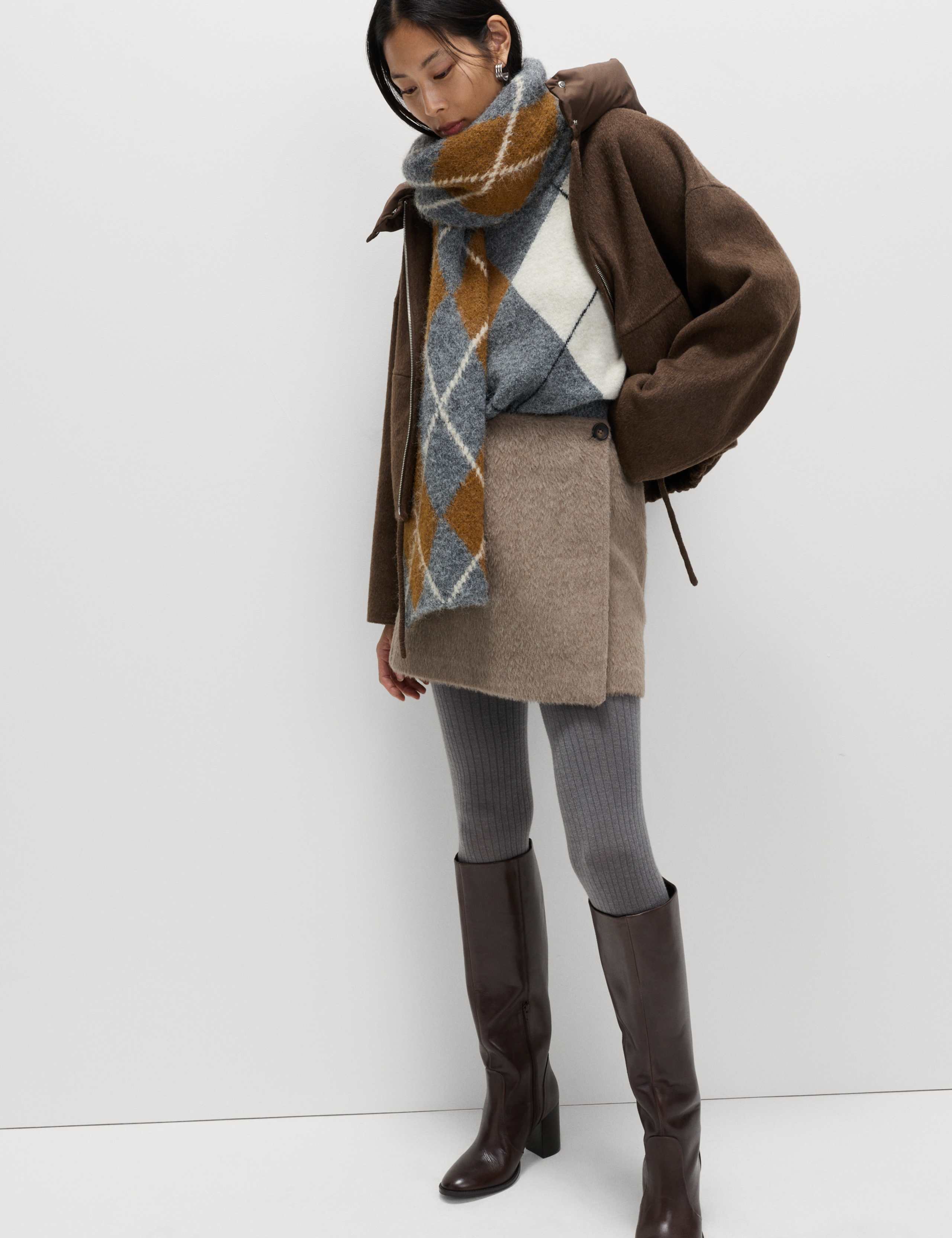 Brushed Mini Wrap Skirt with Wool 3 of 5