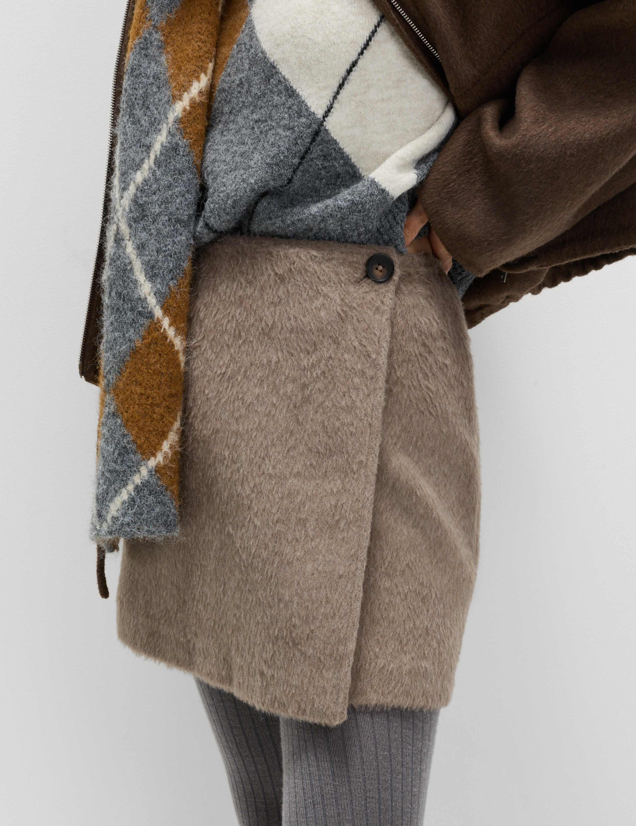 Brushed Mini Wrap Skirt with Wool 4 of 5