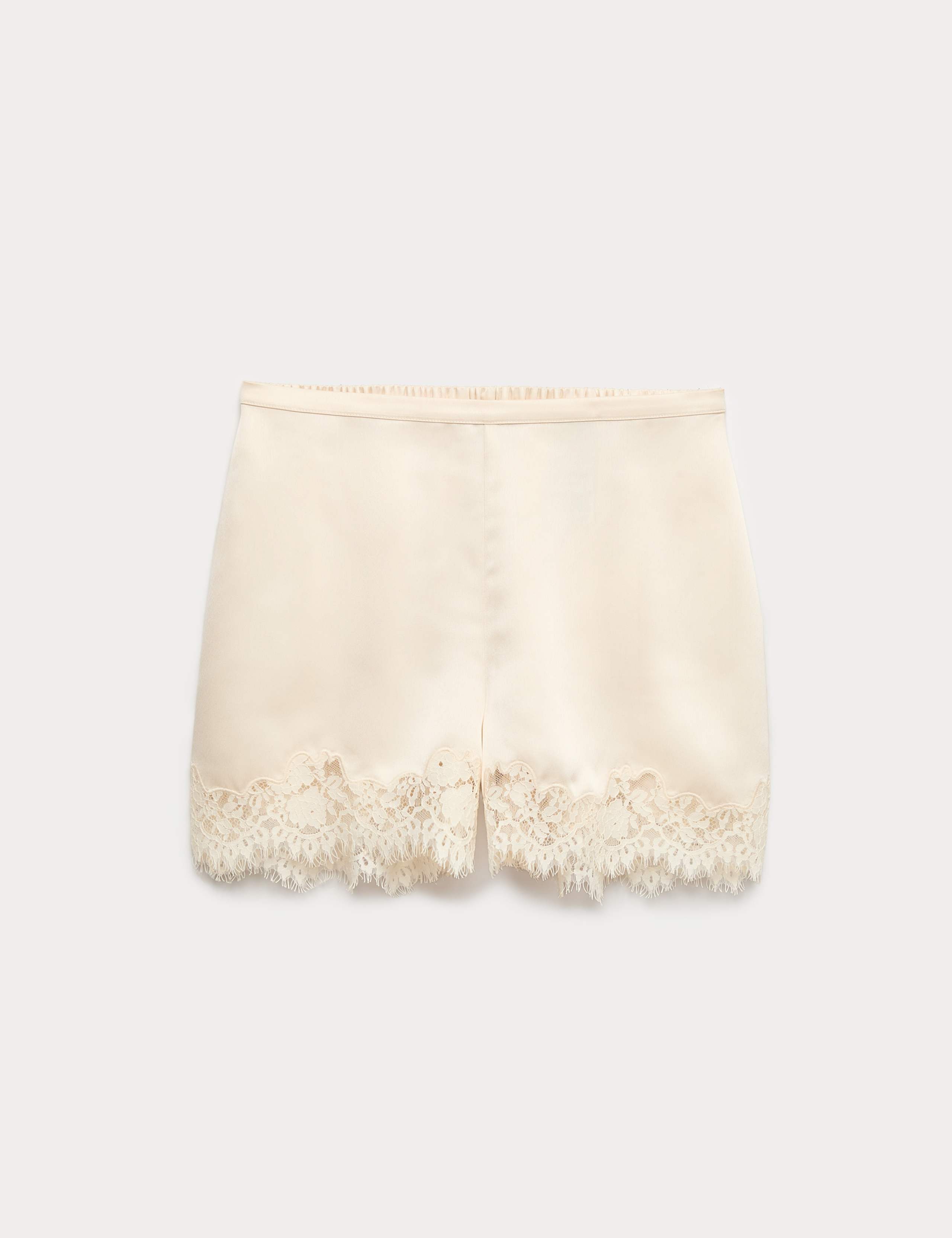 Satin Lace Trim Shorts 1 of 1