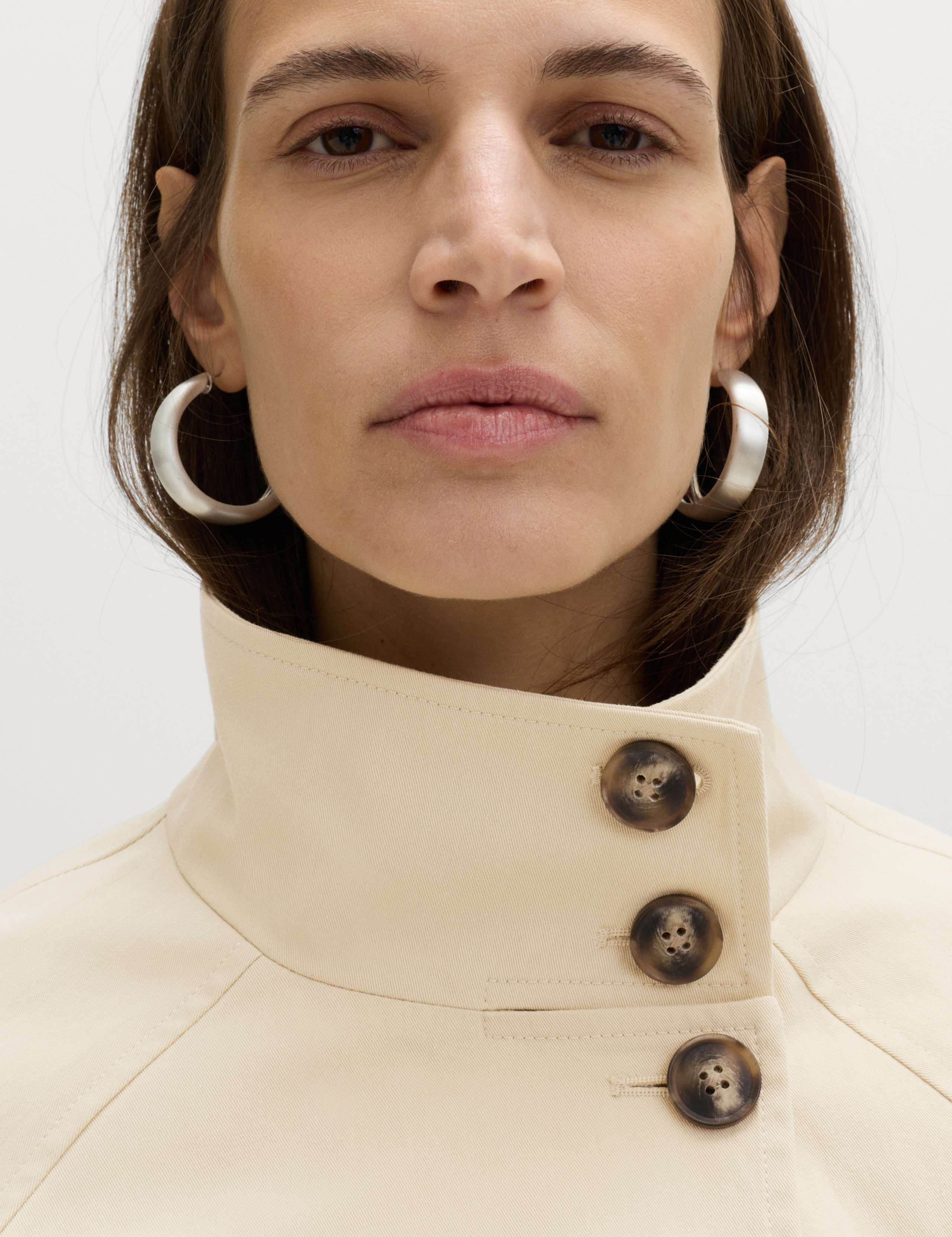 Funnel Neck Belted Short Trench Style Coat 4 of 6