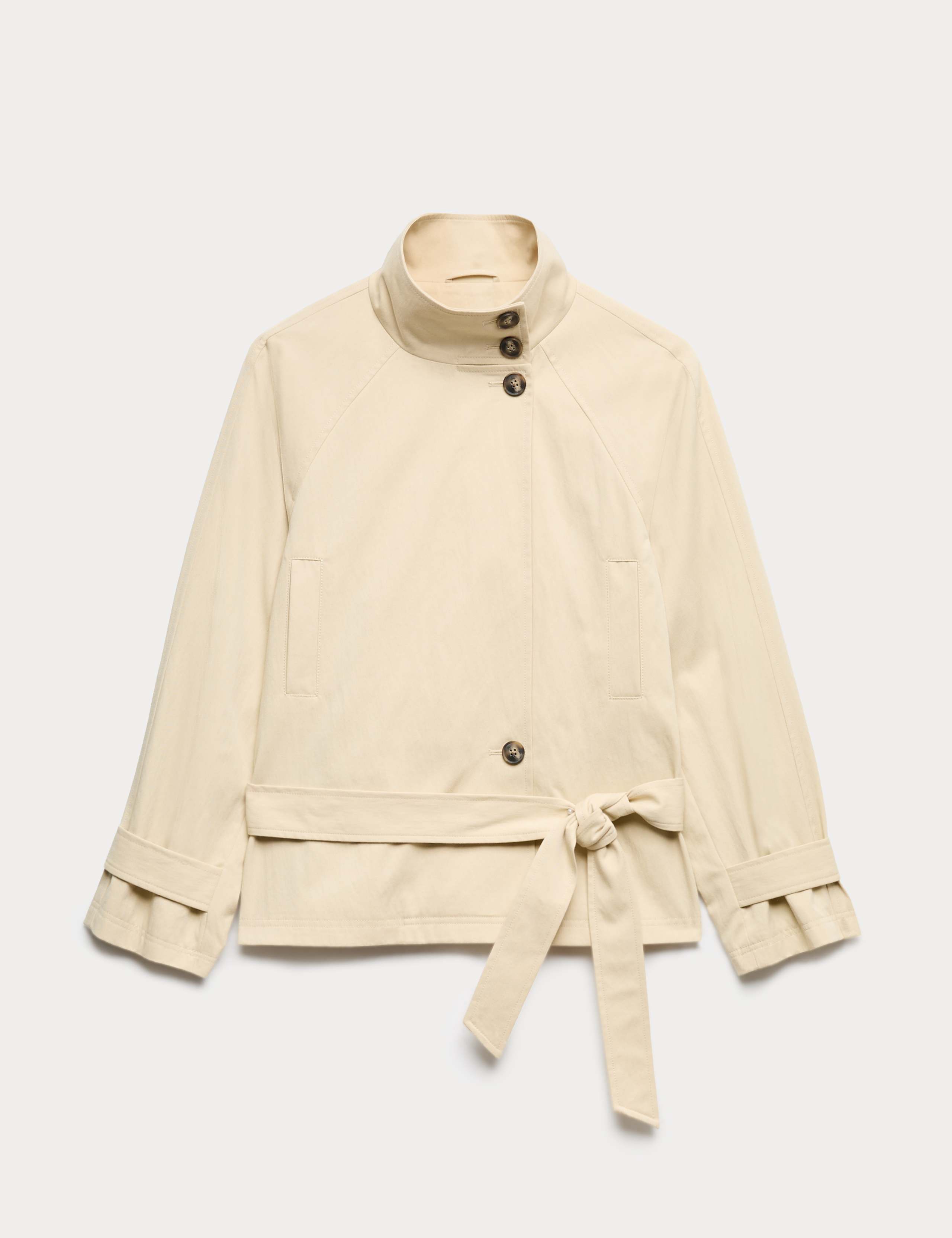 Funnel Neck Belted Short Trench Style Coat 2 of 6