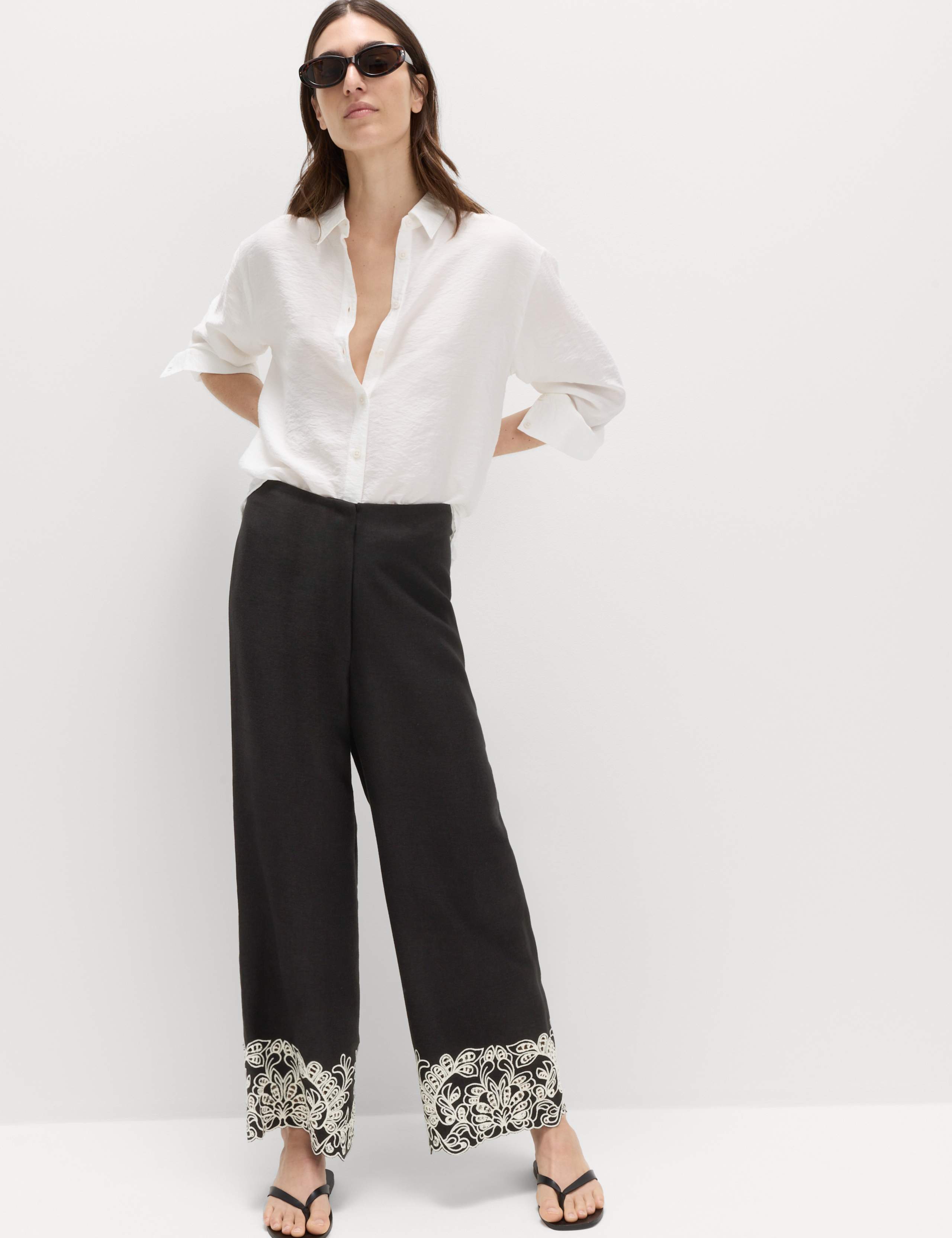 Modal Rich Embroidered Straight Leg Trousers 3 of 6