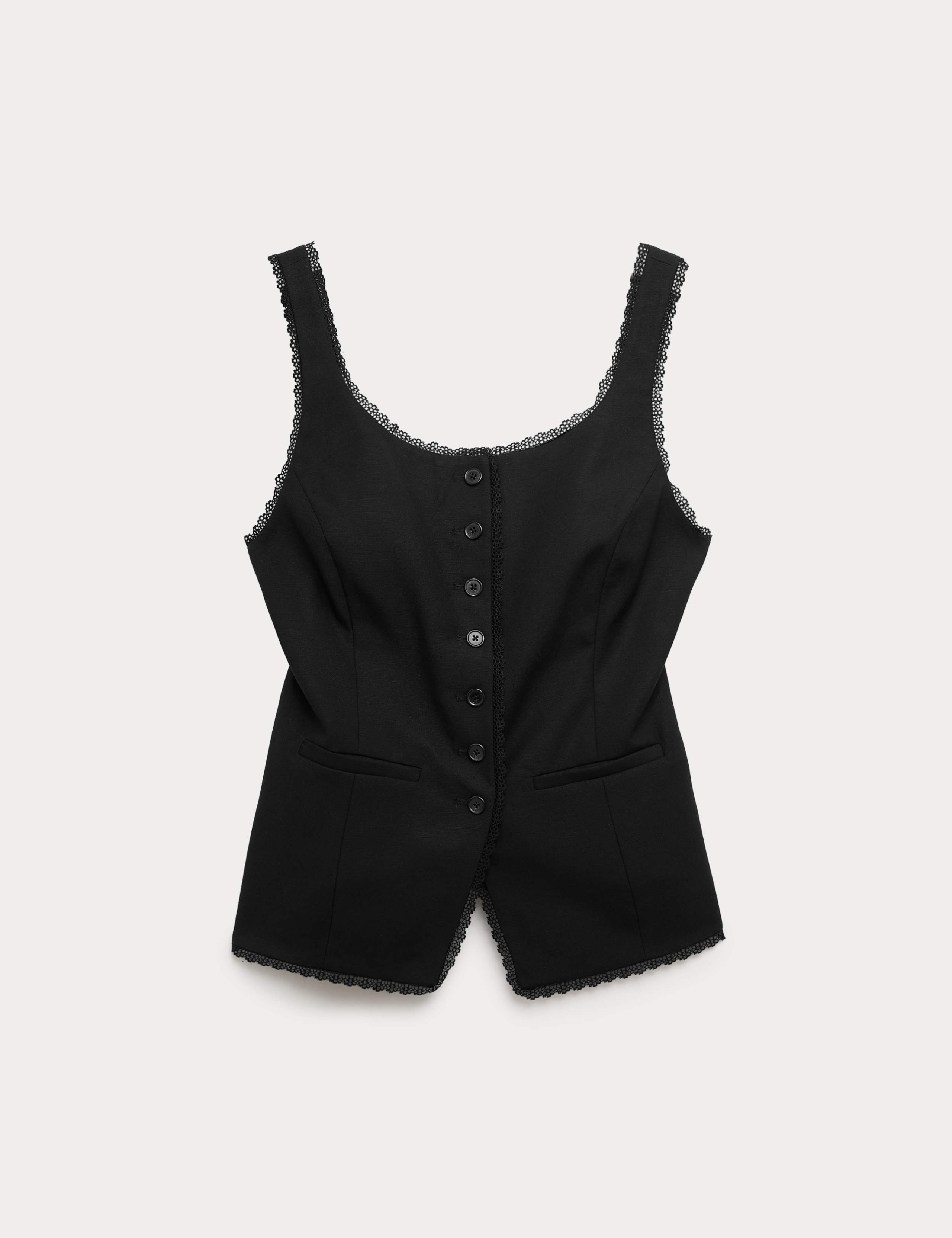 Lyocell Rich Lace Trim Waistcoat with Linen 2 of 5