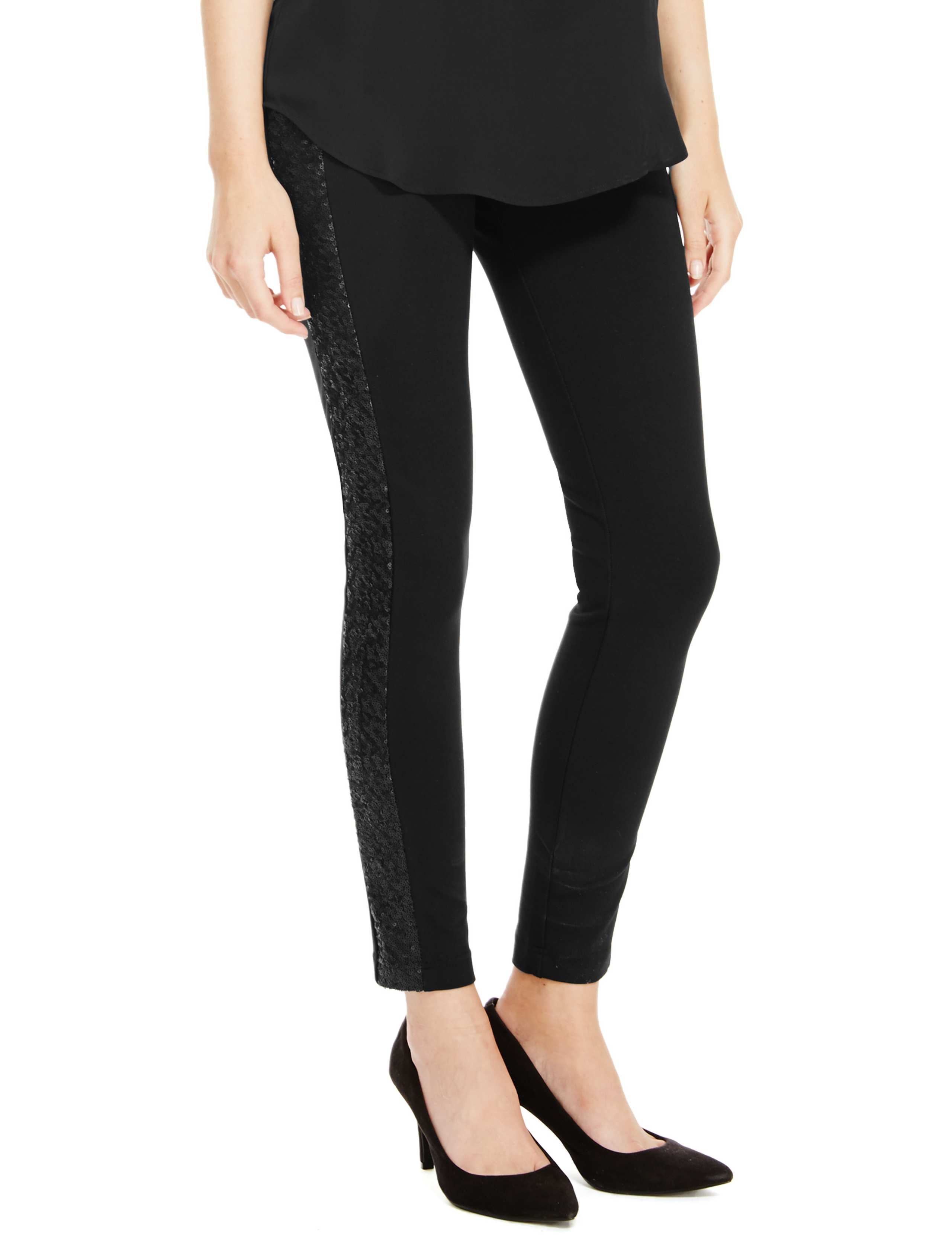 Sequin Embellished Pull On Treggings 1 of 3