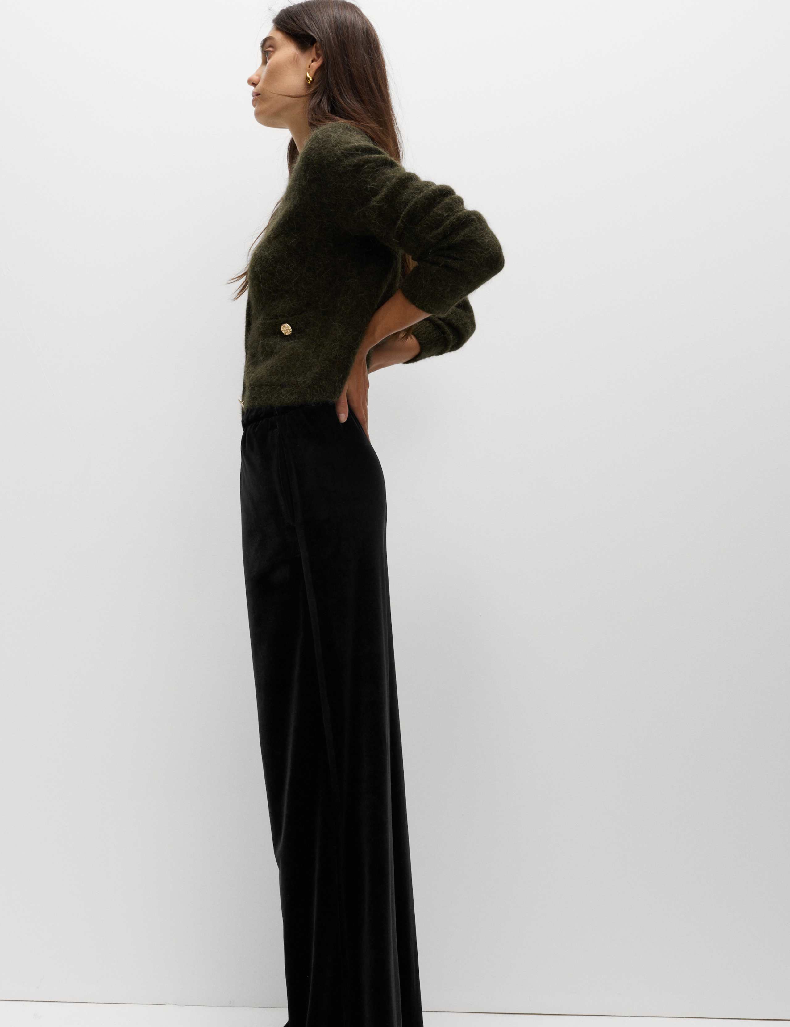 Fluid Velvet Wide Leg Trousers 3 of 6