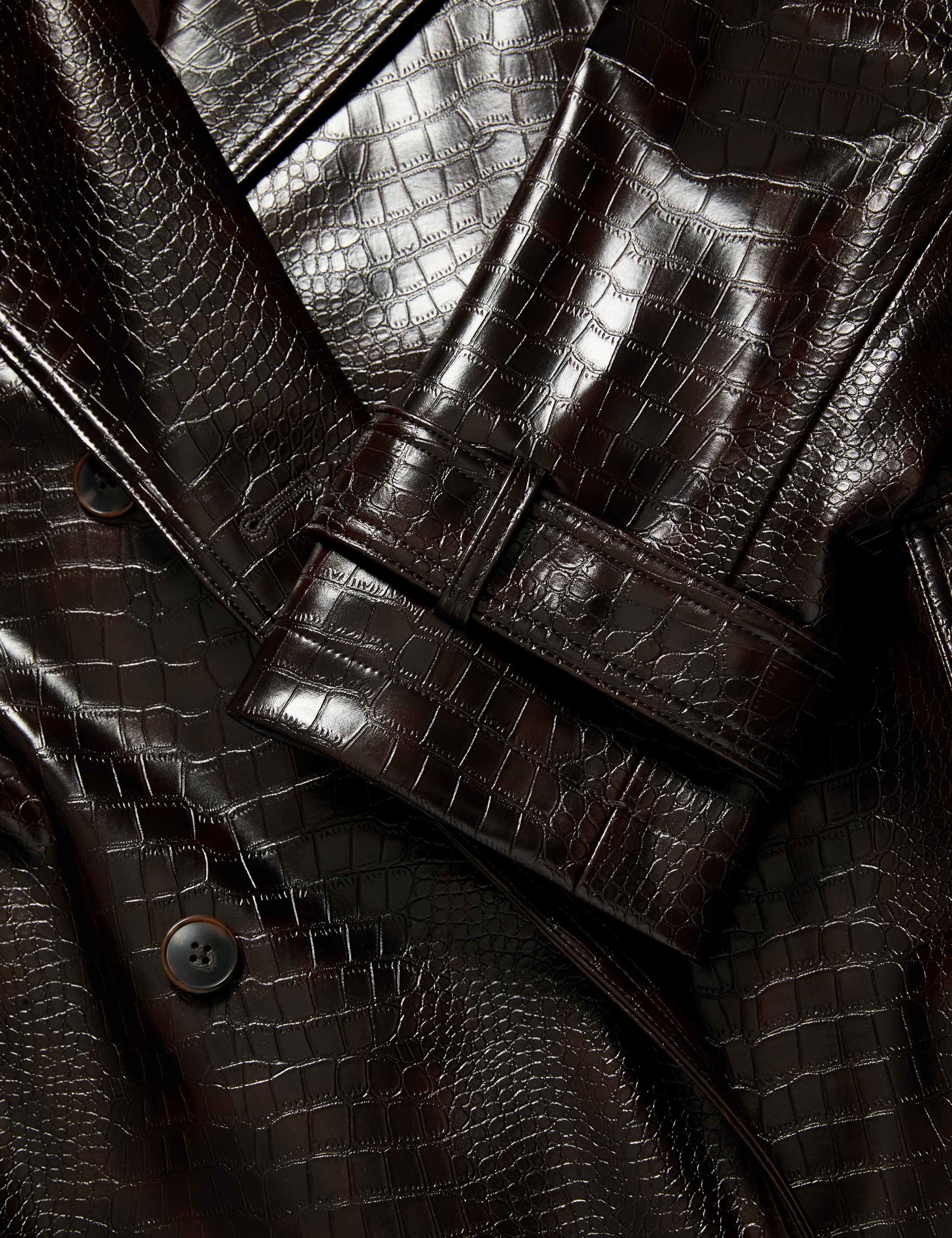 Textured Belted Longline Trench Coat 8 of 8