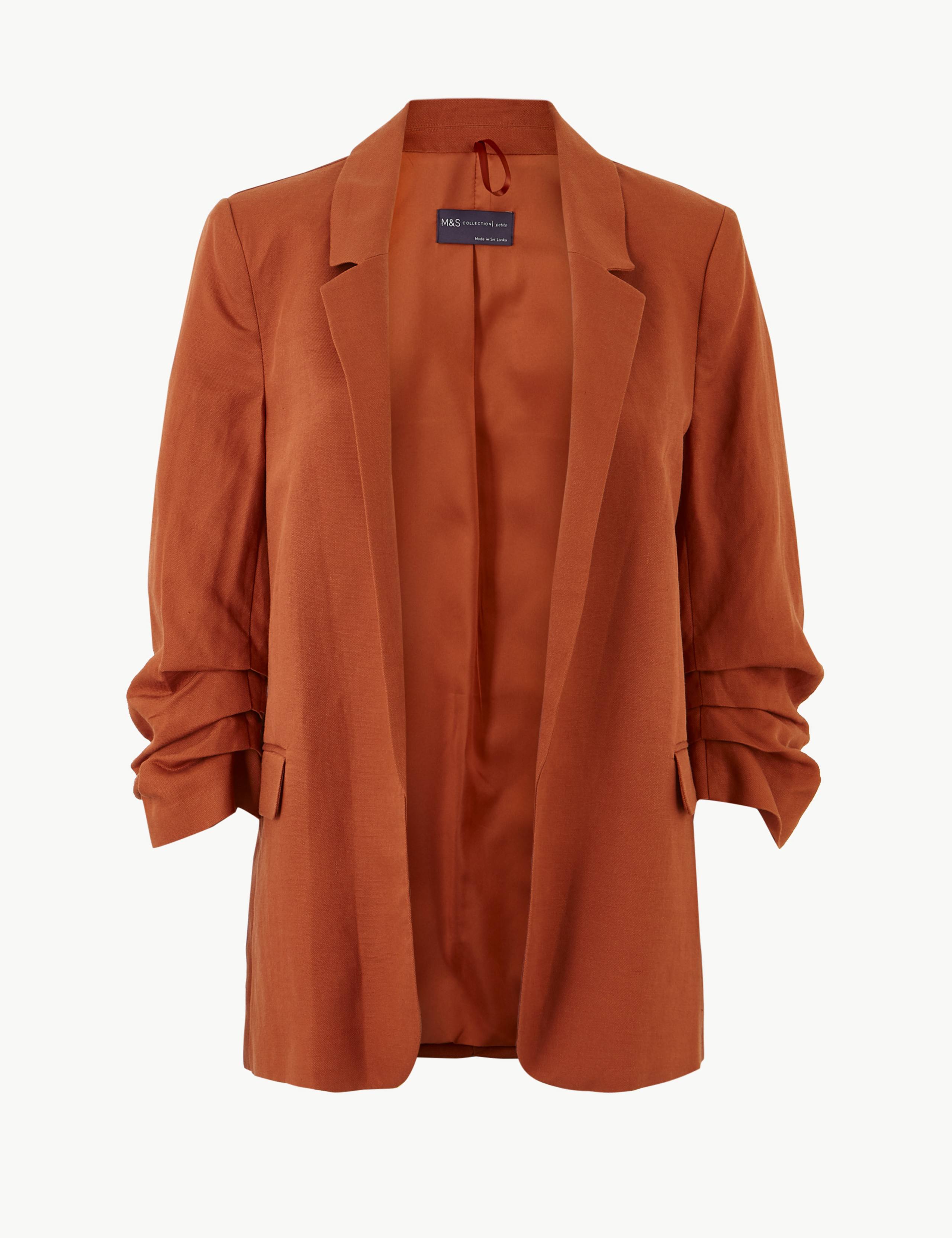 PETITE Linen Blend Open Front Blazer 2 of 4