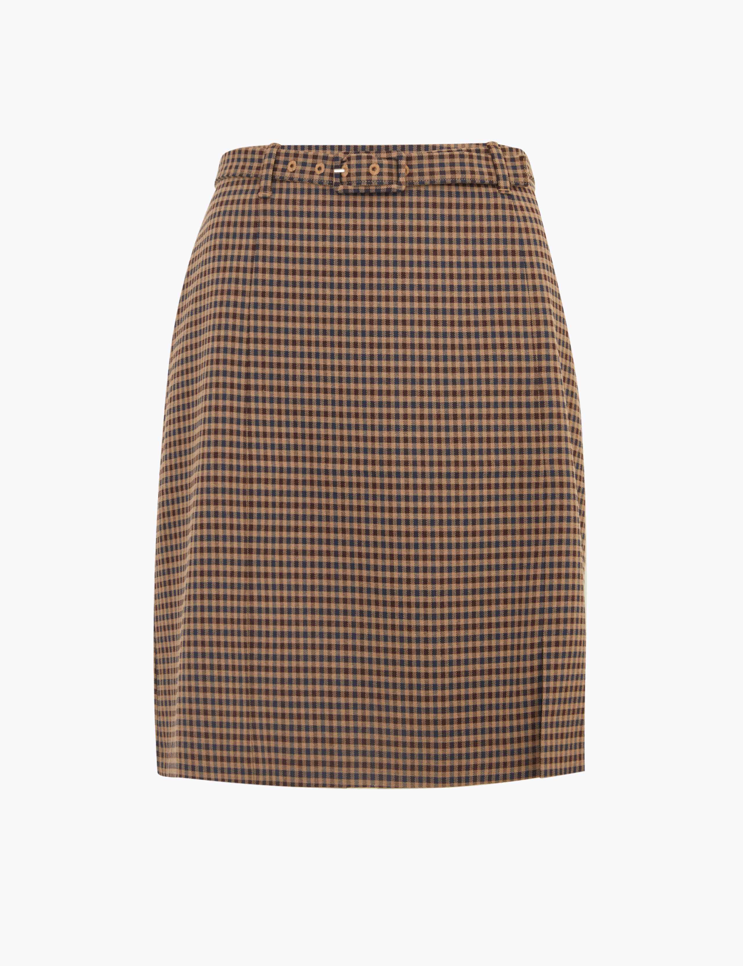 Checked Belted Mini A-Line Skirt 2 of 4