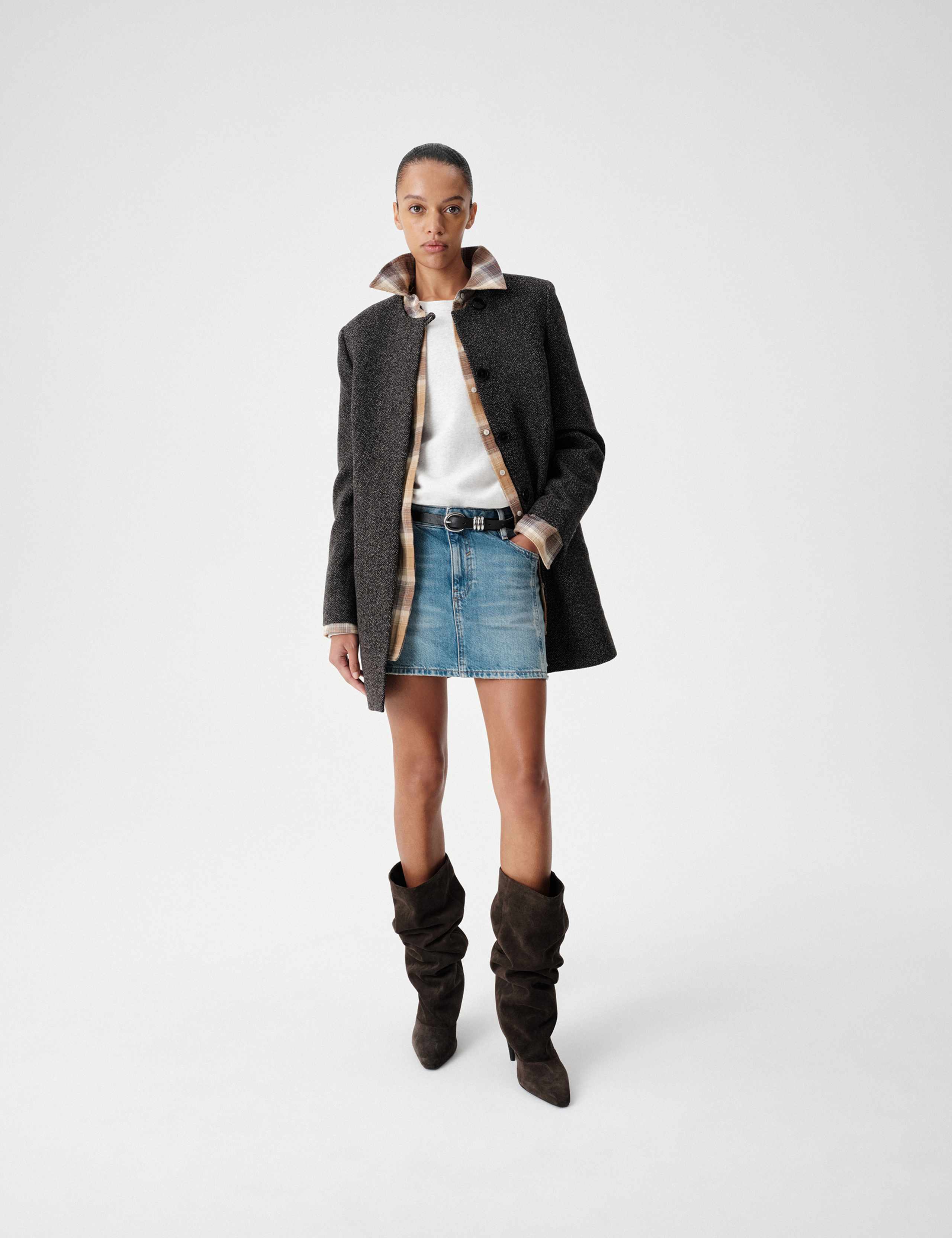 Pure Wool Herringbone Longline Coat 1 of 8