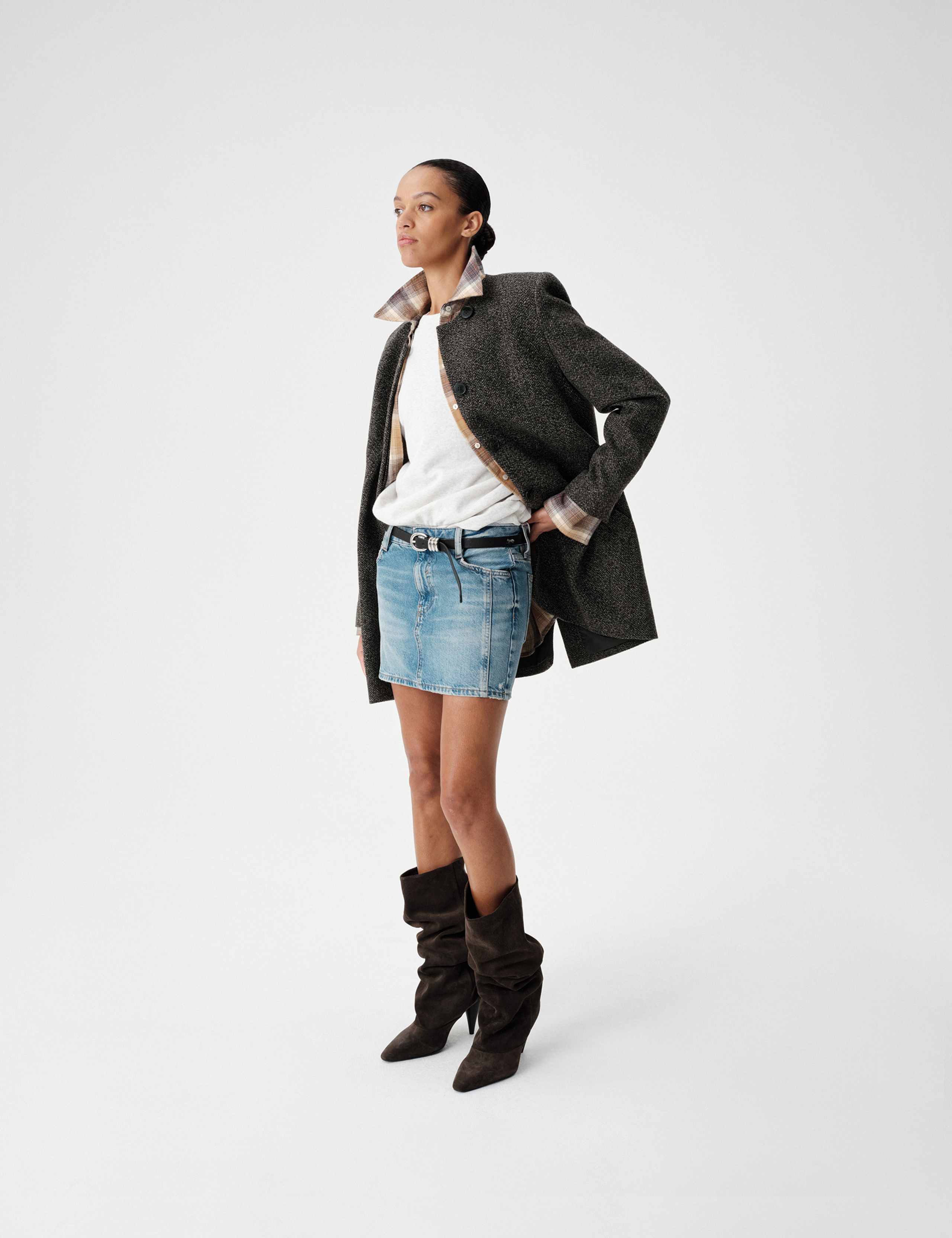 Pure Wool Herringbone Longline Coat 4 of 8