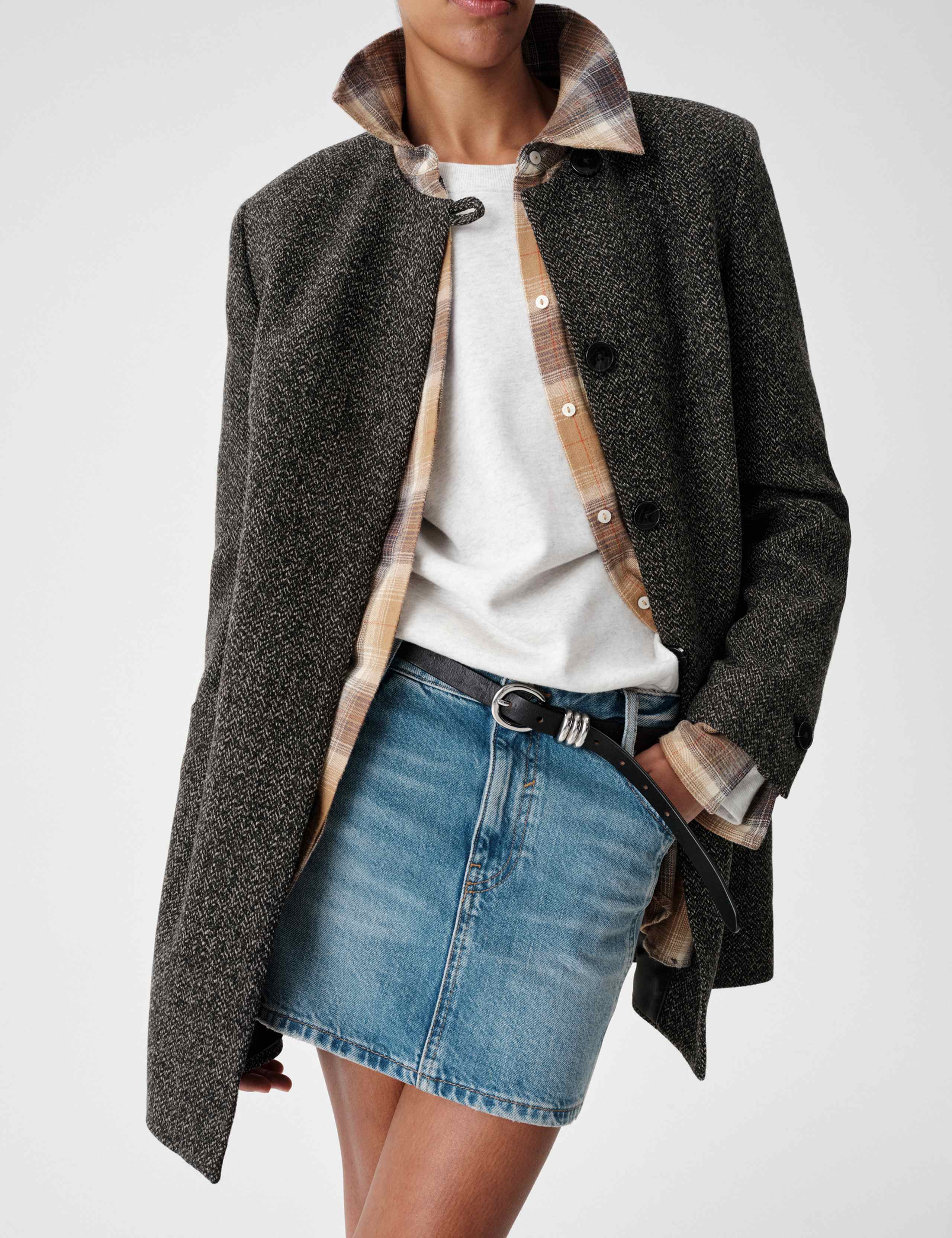 Pure Wool Herringbone Longline Coat 5 of 8