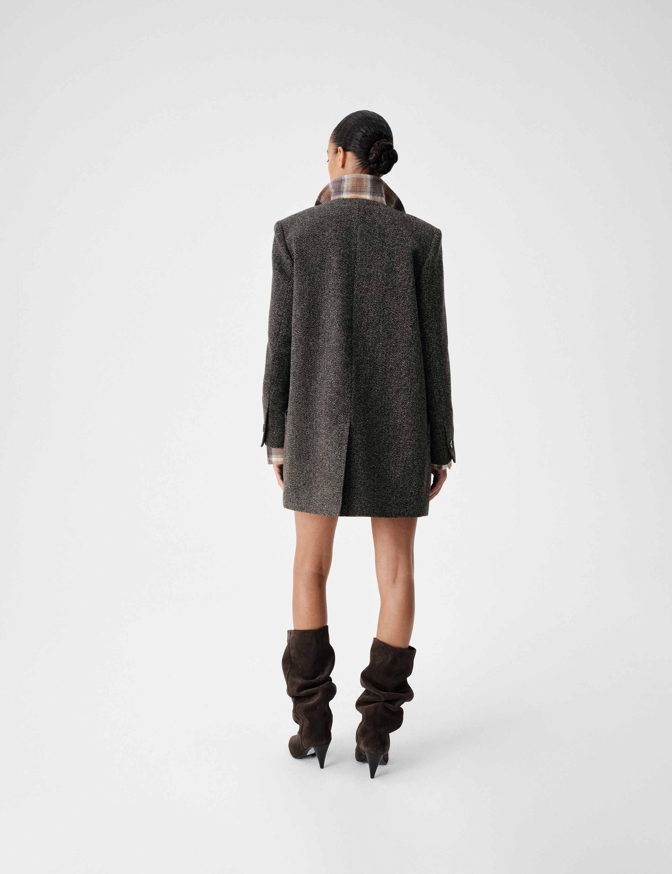 Pure Wool Herringbone Longline Coat 7 of 8