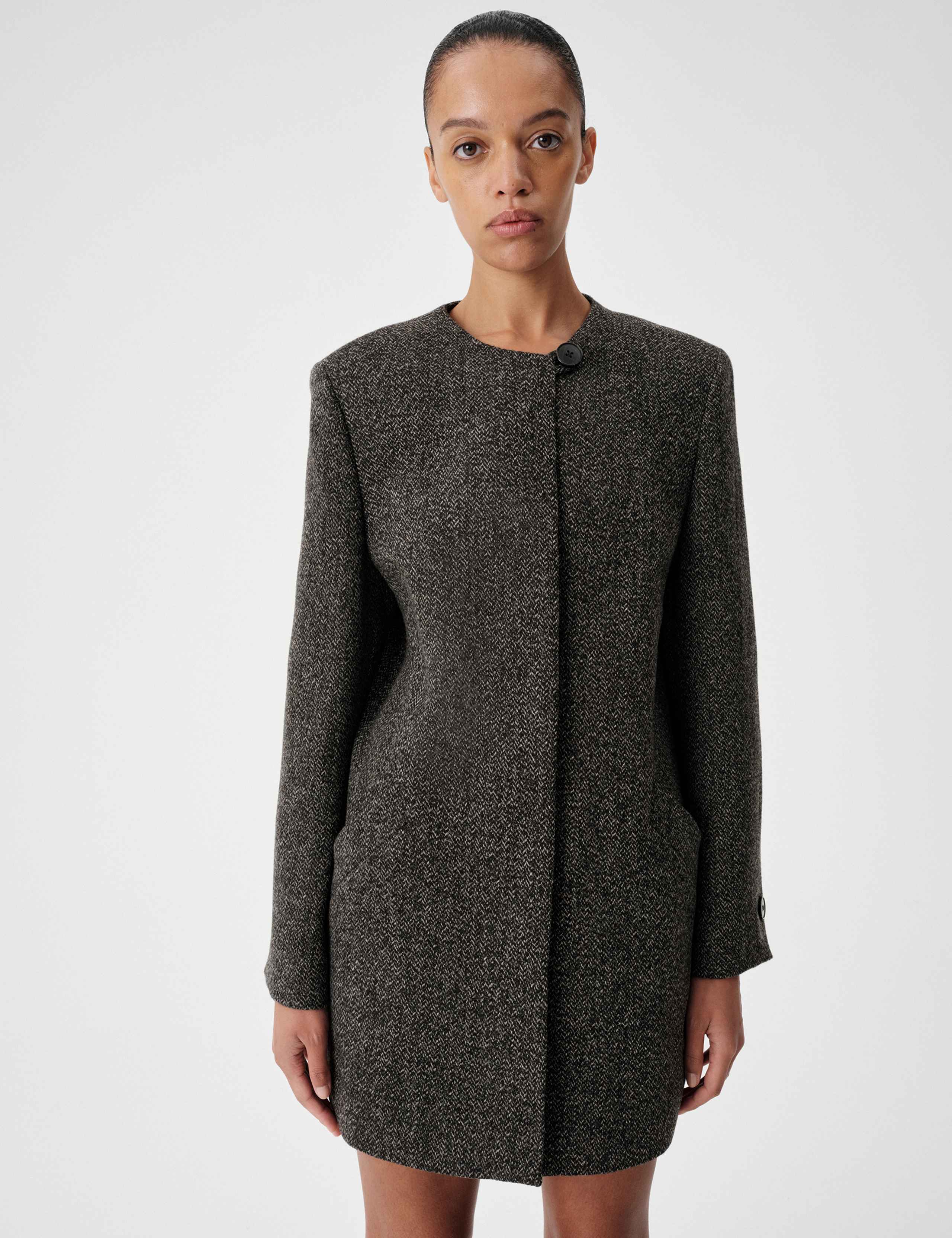 Pure Wool Herringbone Longline Coat 8 of 8