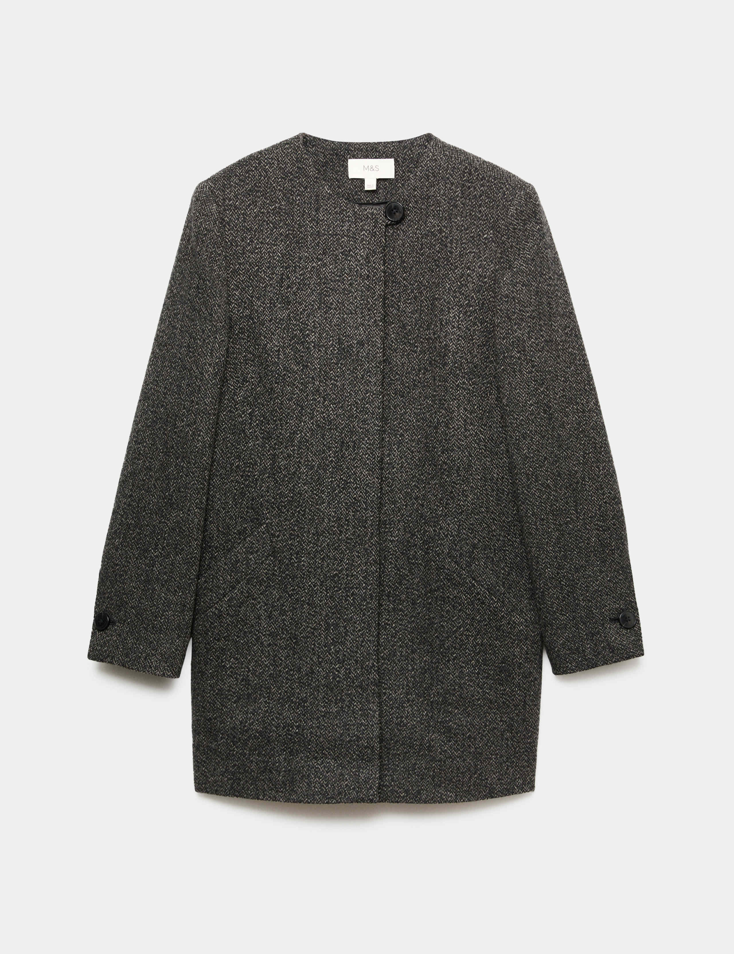 Pure Wool Herringbone Longline Coat 2 of 8