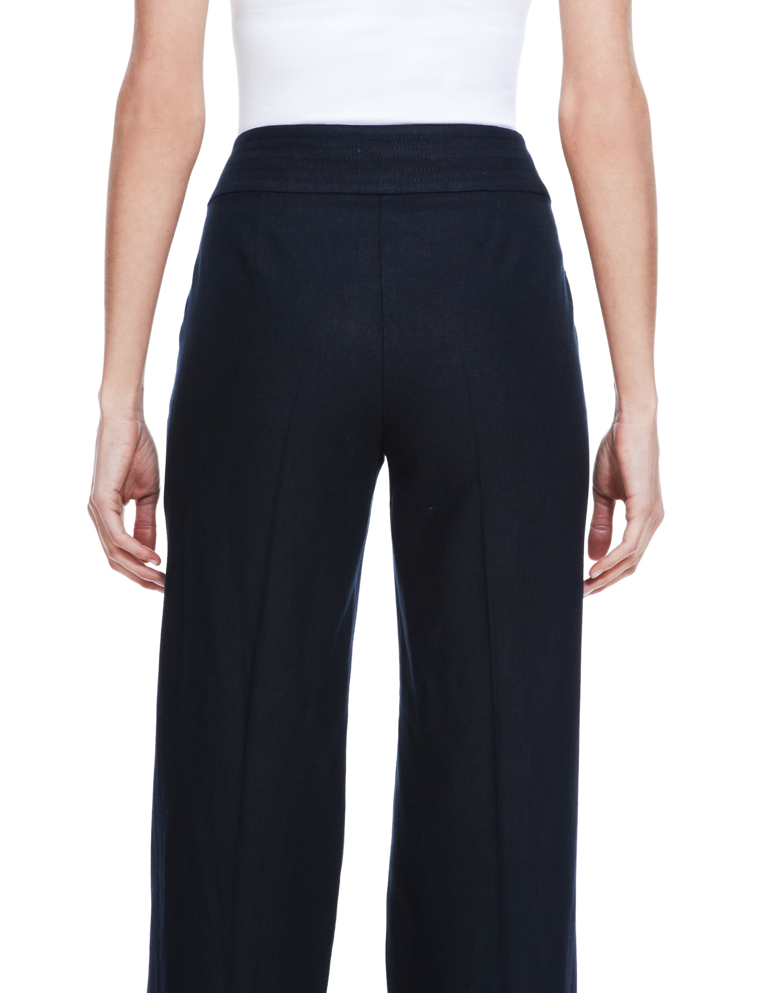 Linen Blend Wide Waistband Trousers 4 of 4