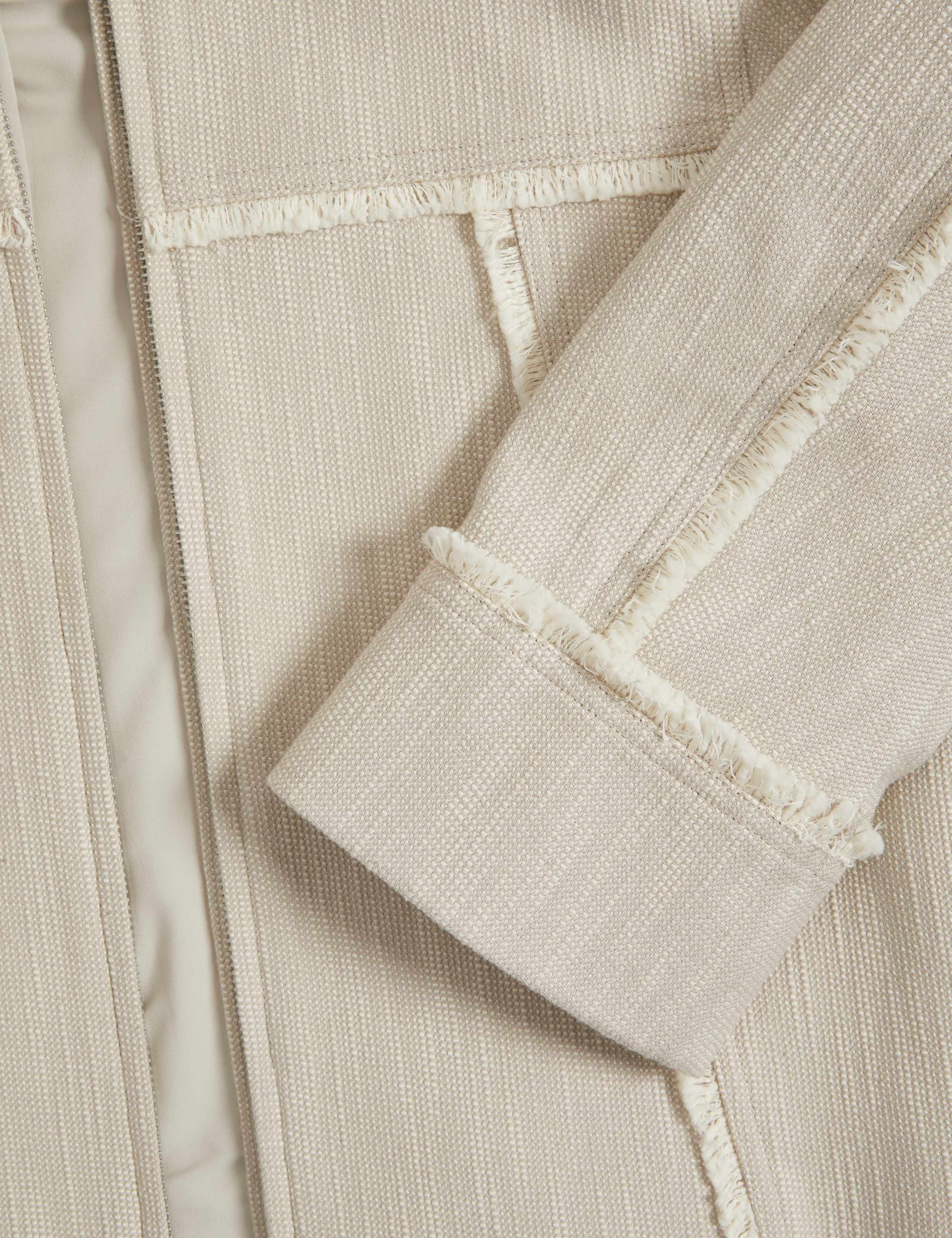 Pure Cotton Collarless Frayed Edge Jacket 7 of 7