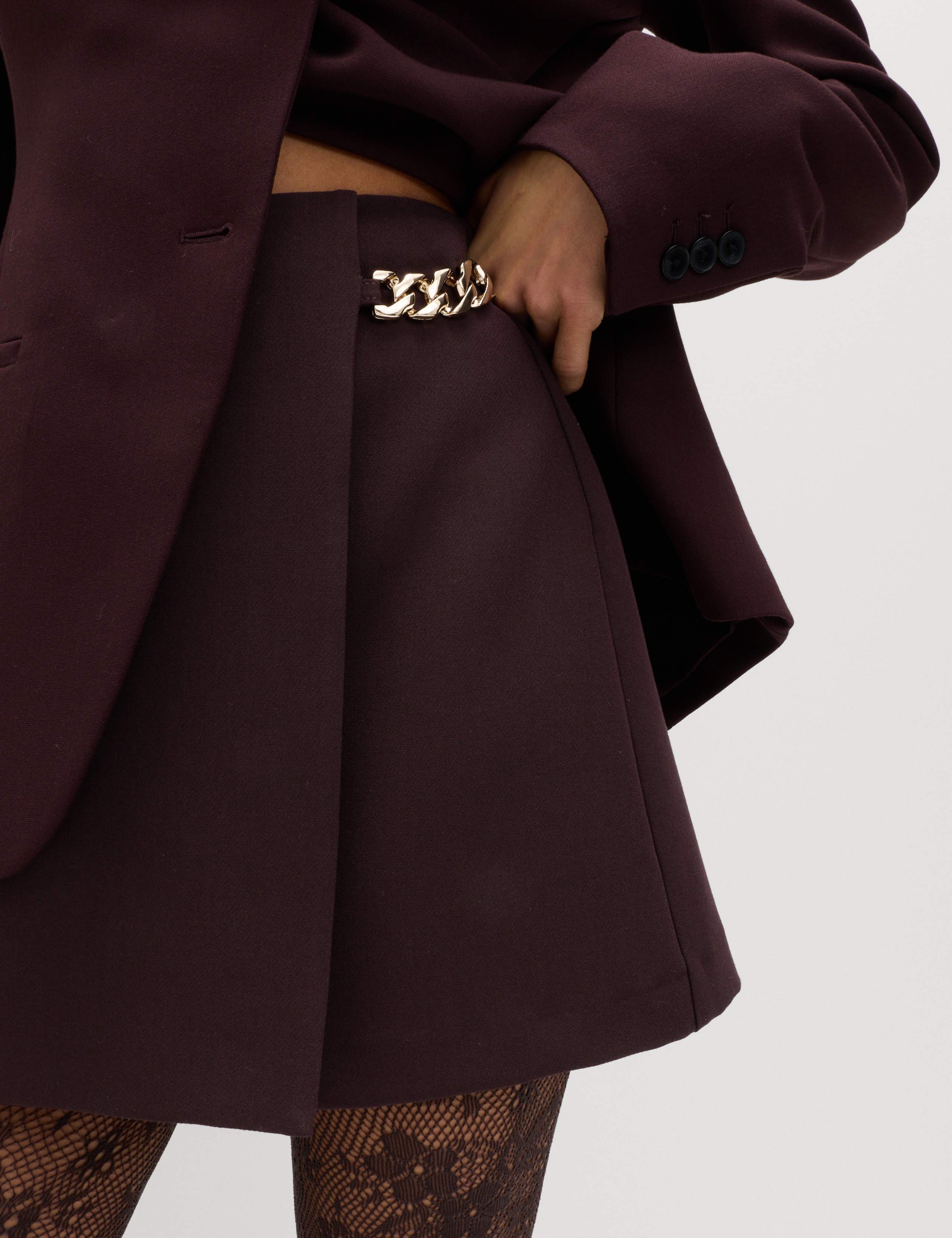 Chain Detail Mini A-Line Skirt 3 of 6