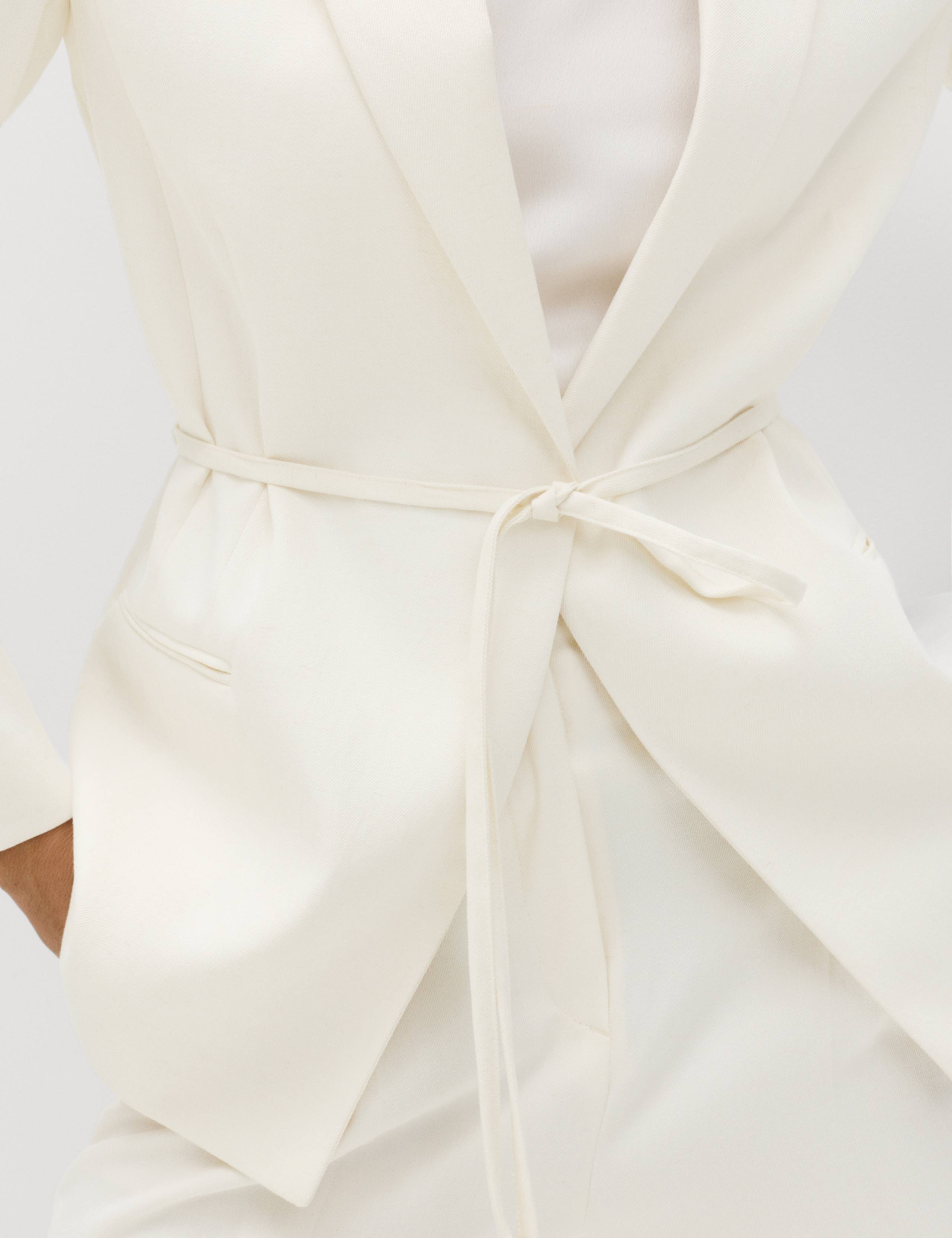 Tie Belted Blazer with Linen 3 of 6