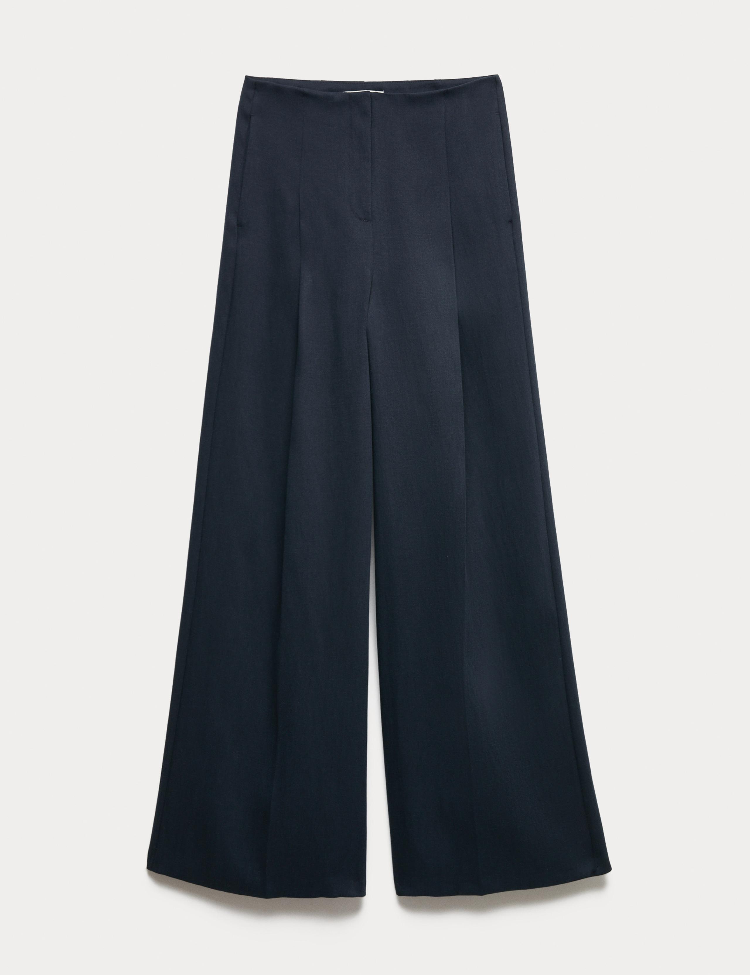 Single Pleat Wide Leg Trousers with Linen 1 of 1