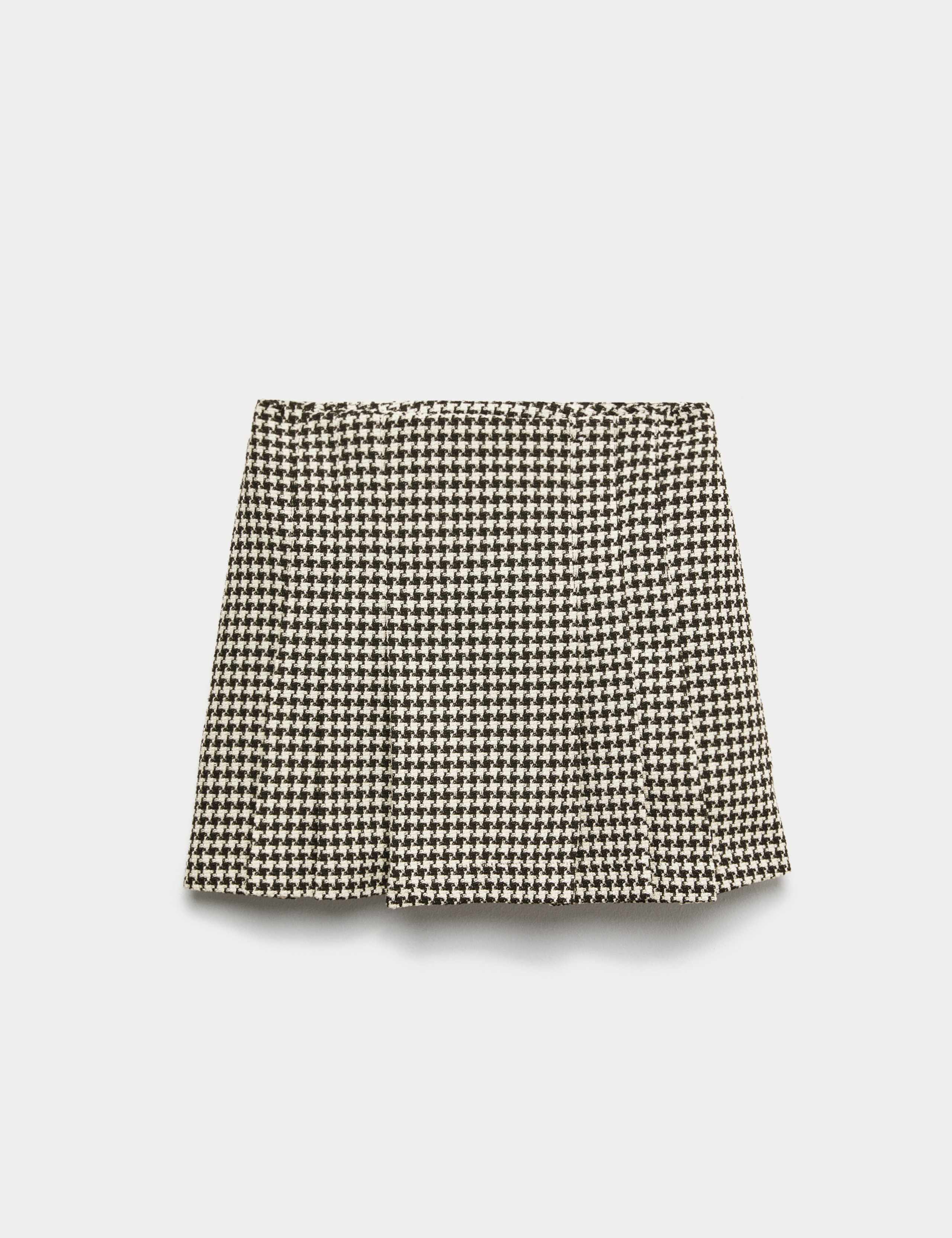 Cotton Rich Dogtooth Tweed Pleated Mini Skirt 2 of 7