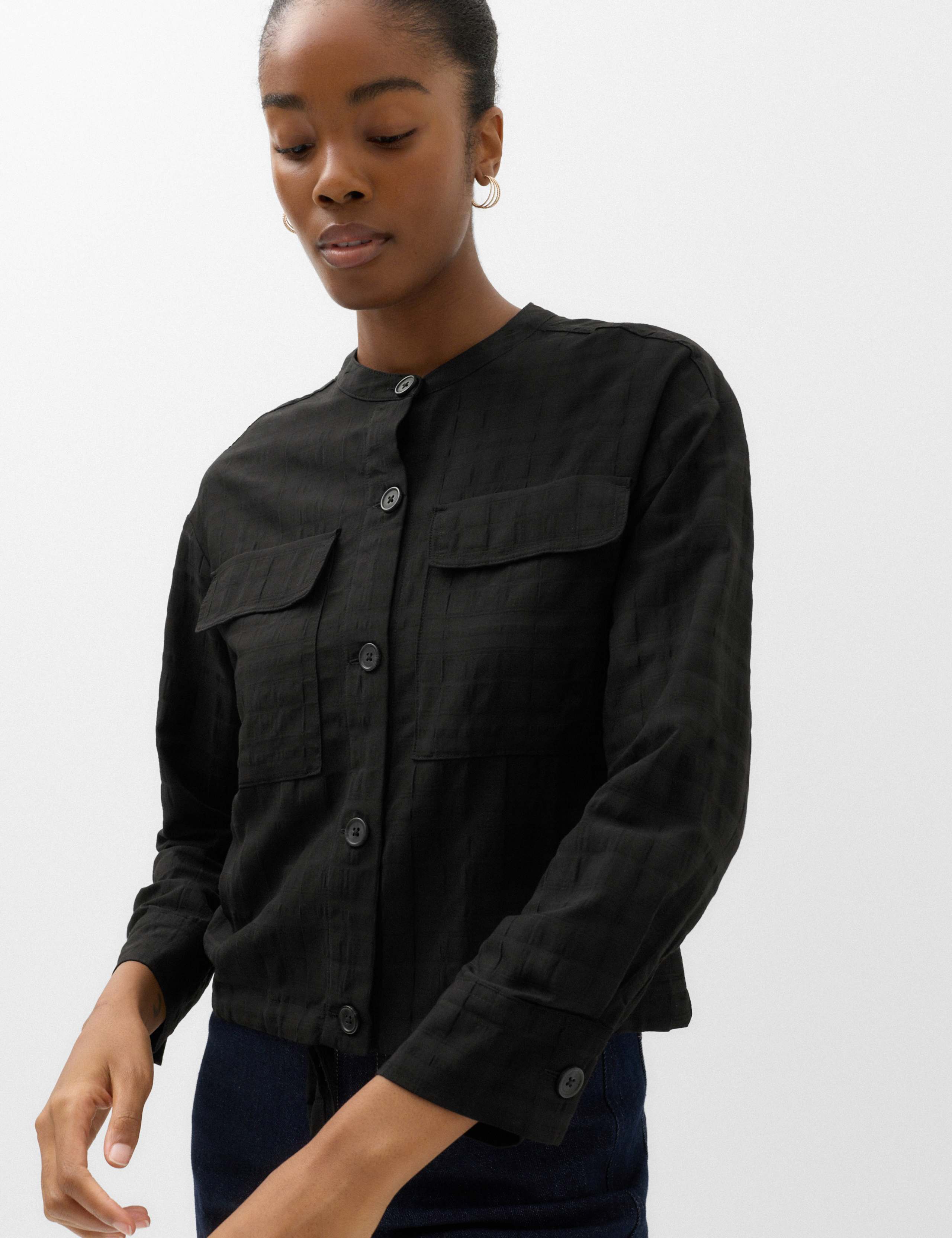 Checked Collarless Short Jacket 1 of 6