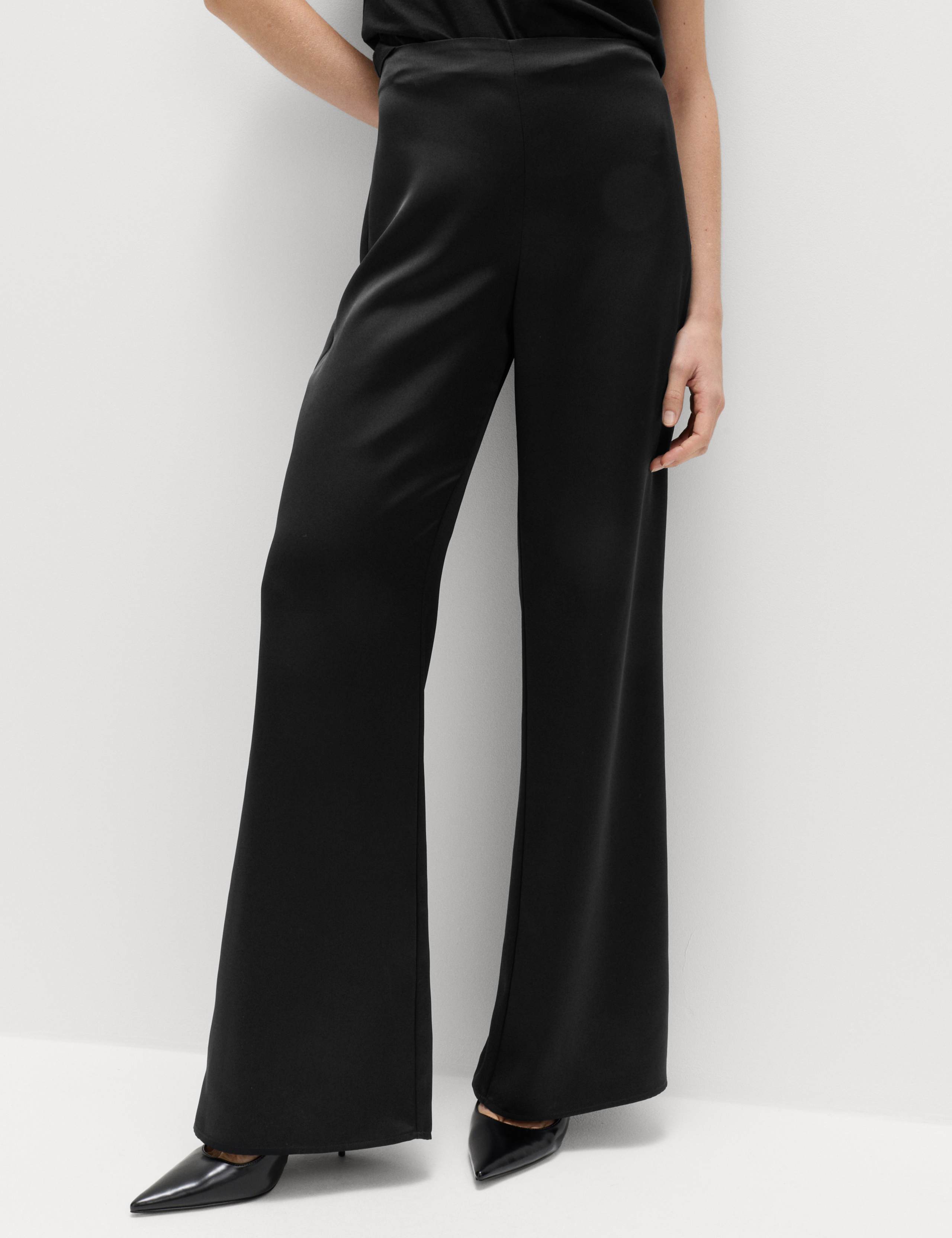 Satin Pull On Flared Trousers 3 of 6