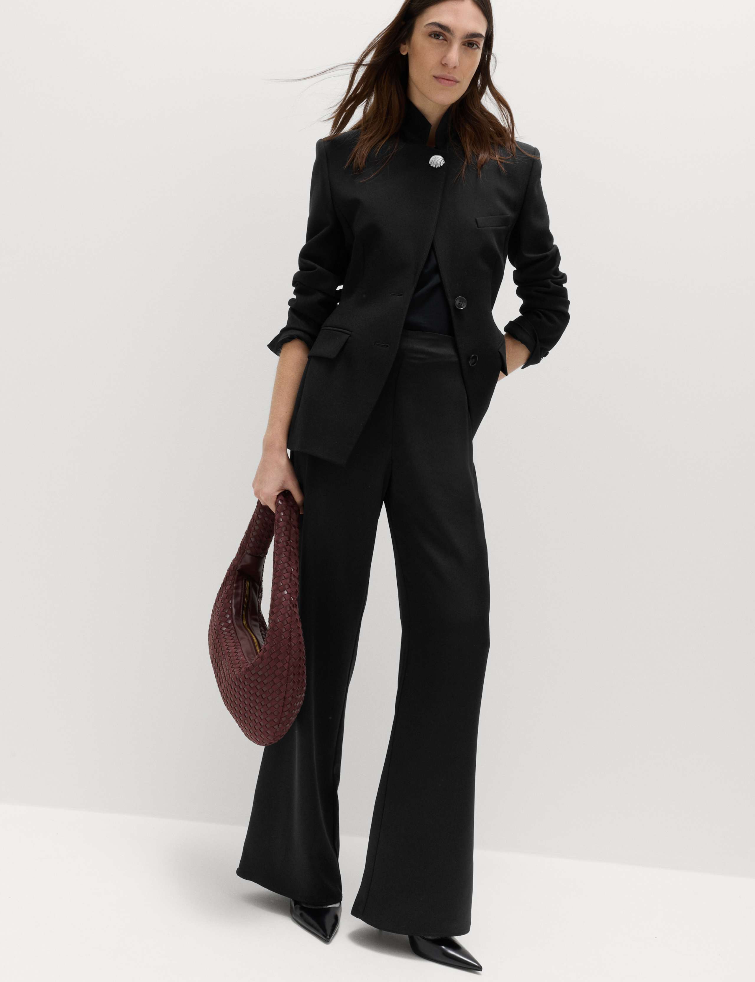 Satin Pull On Flared Trousers 5 of 6