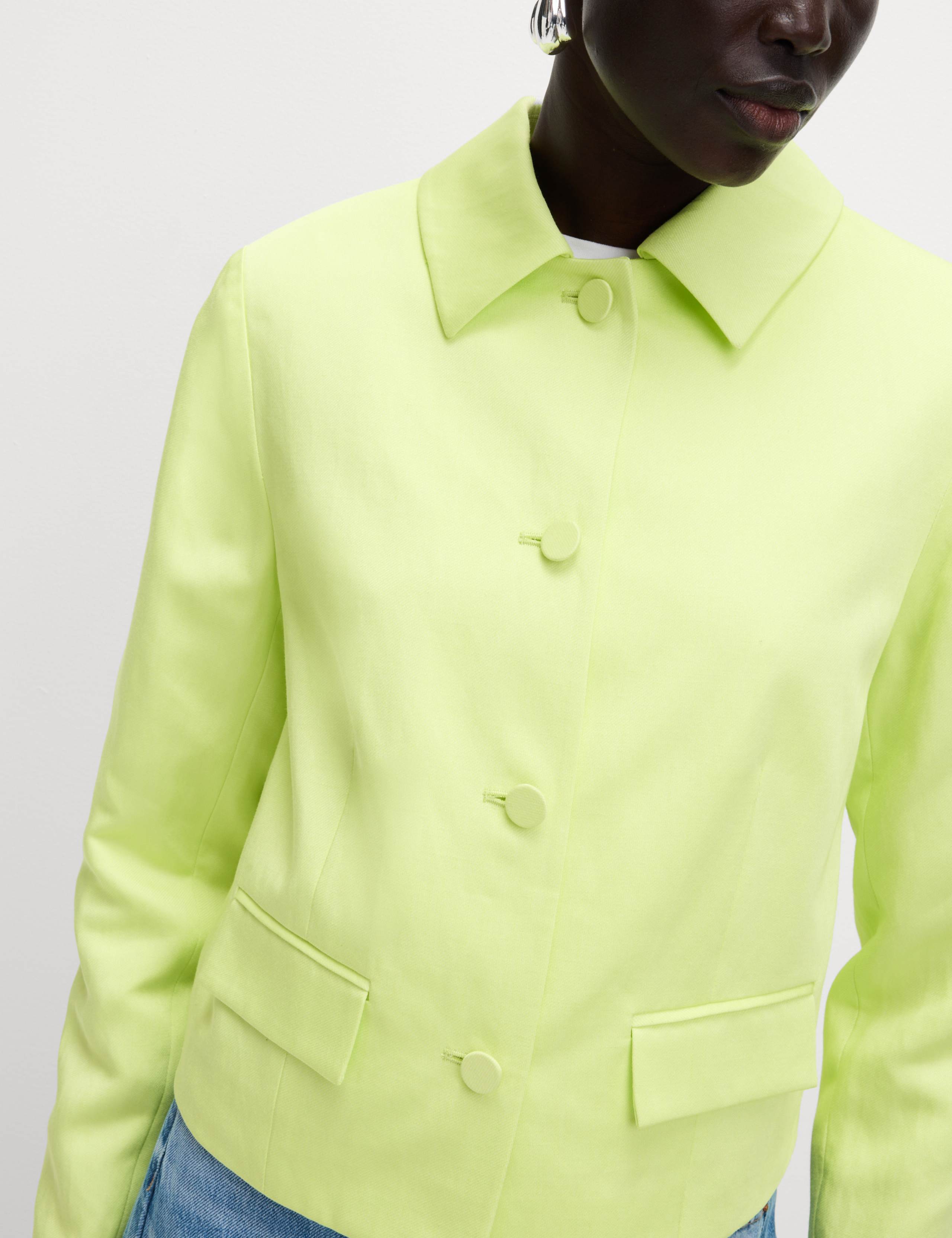 Linen Blend Sheen Single Breasted Cropped Jacket 3 of 6
