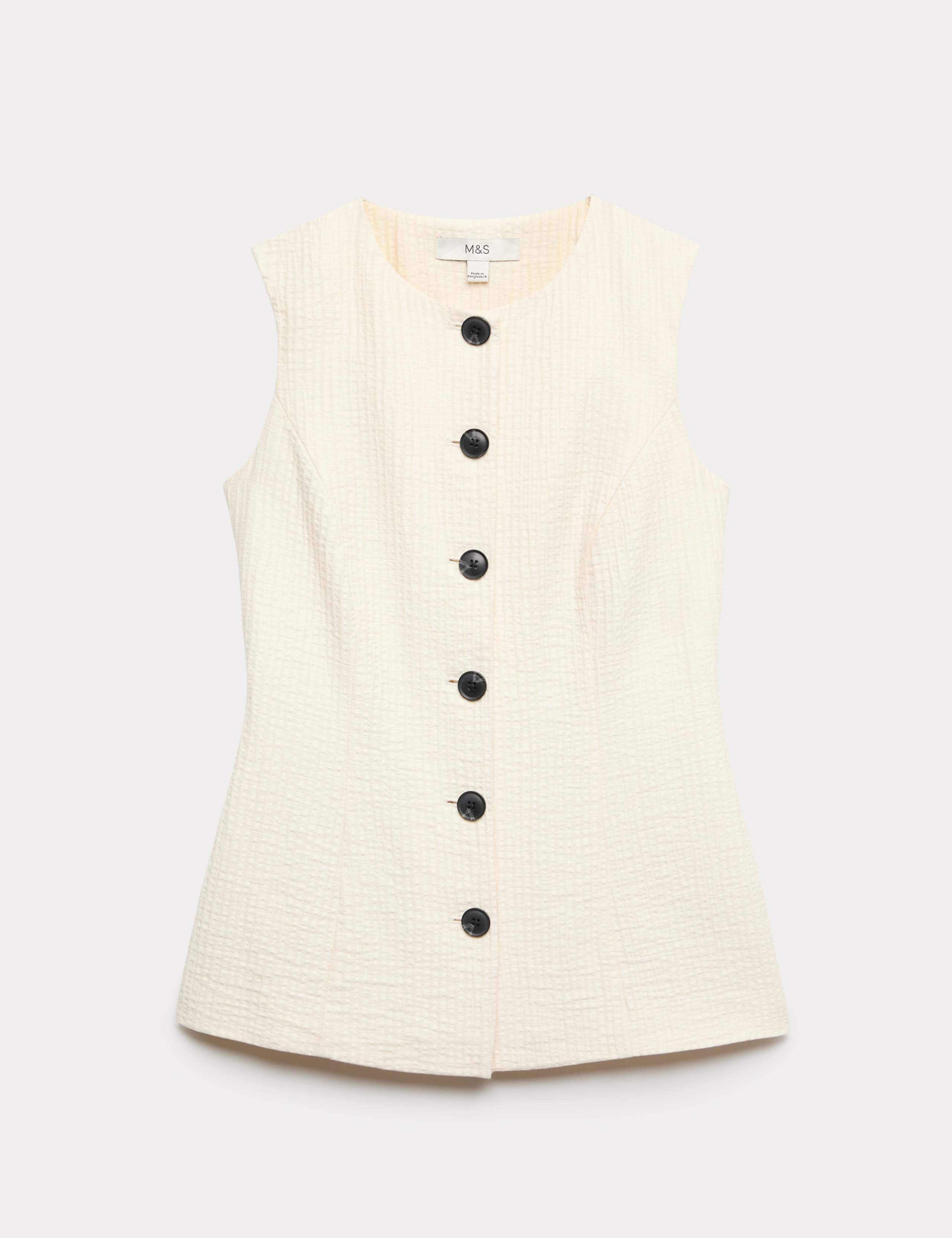 Cotton Blend Textured Longline Waistcoat 2 of 6
