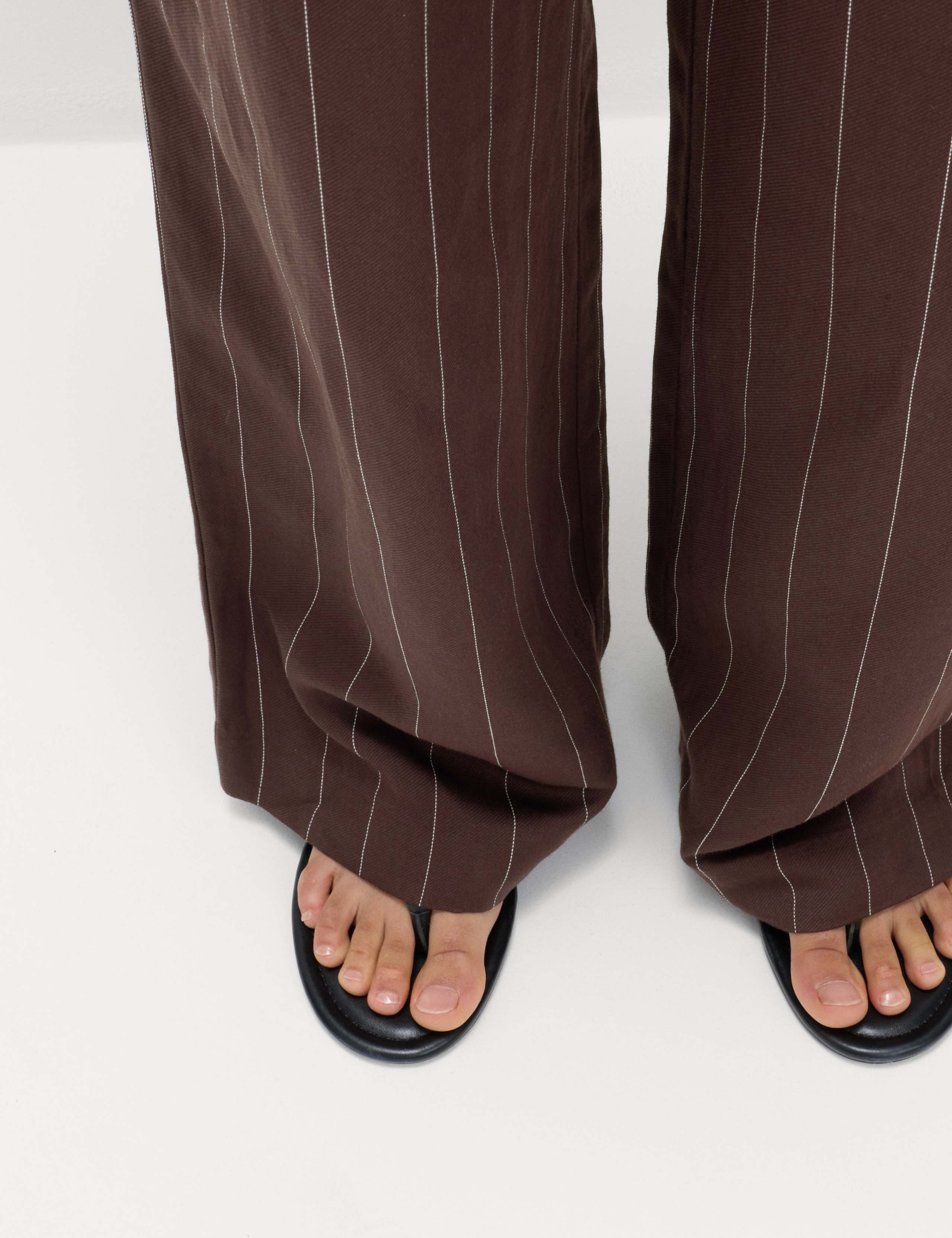 Linen Blend Pinstripe Relaxed Straight Trousers 7 of 7
