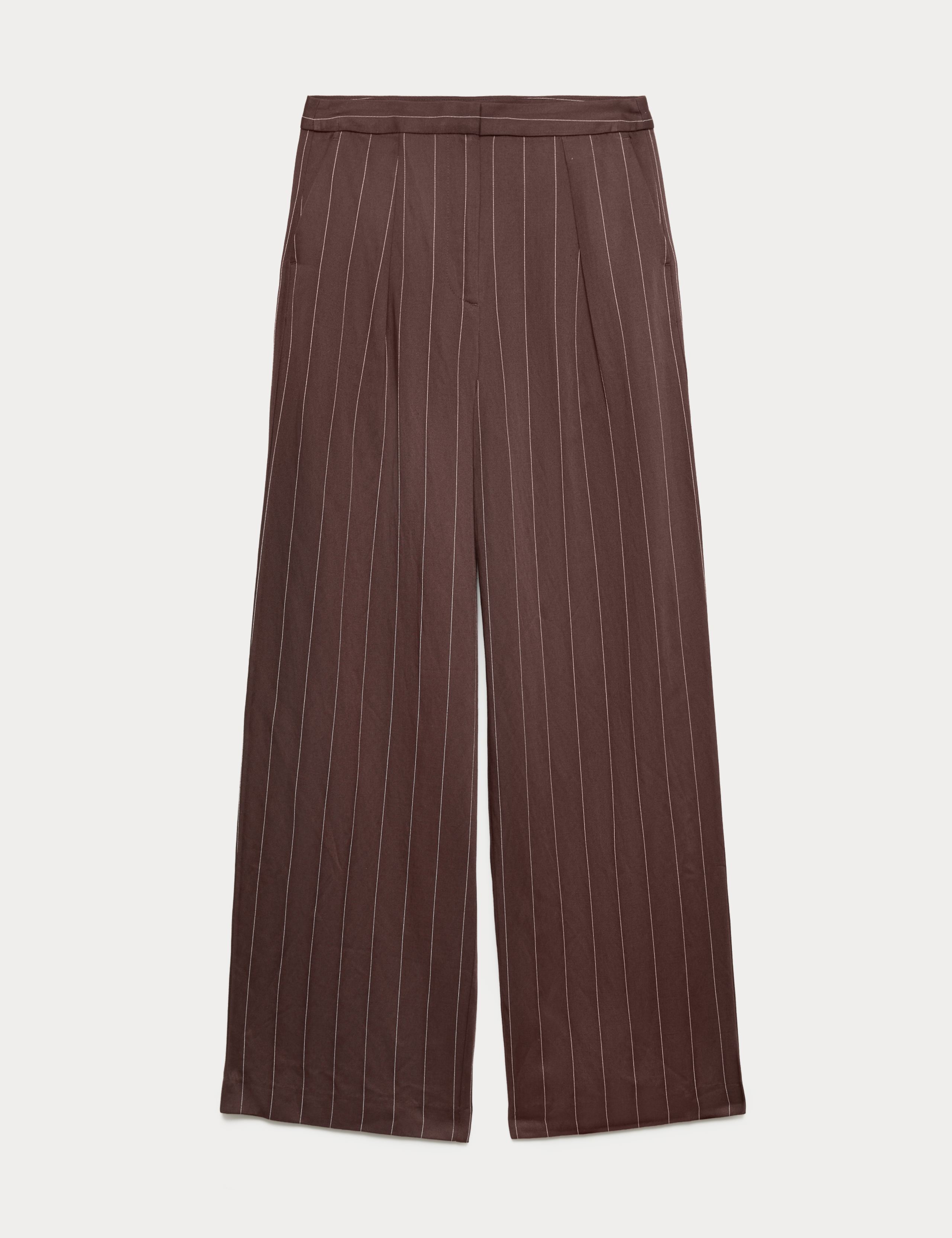 Linen Blend Pinstripe Relaxed Straight Trousers 2 of 7