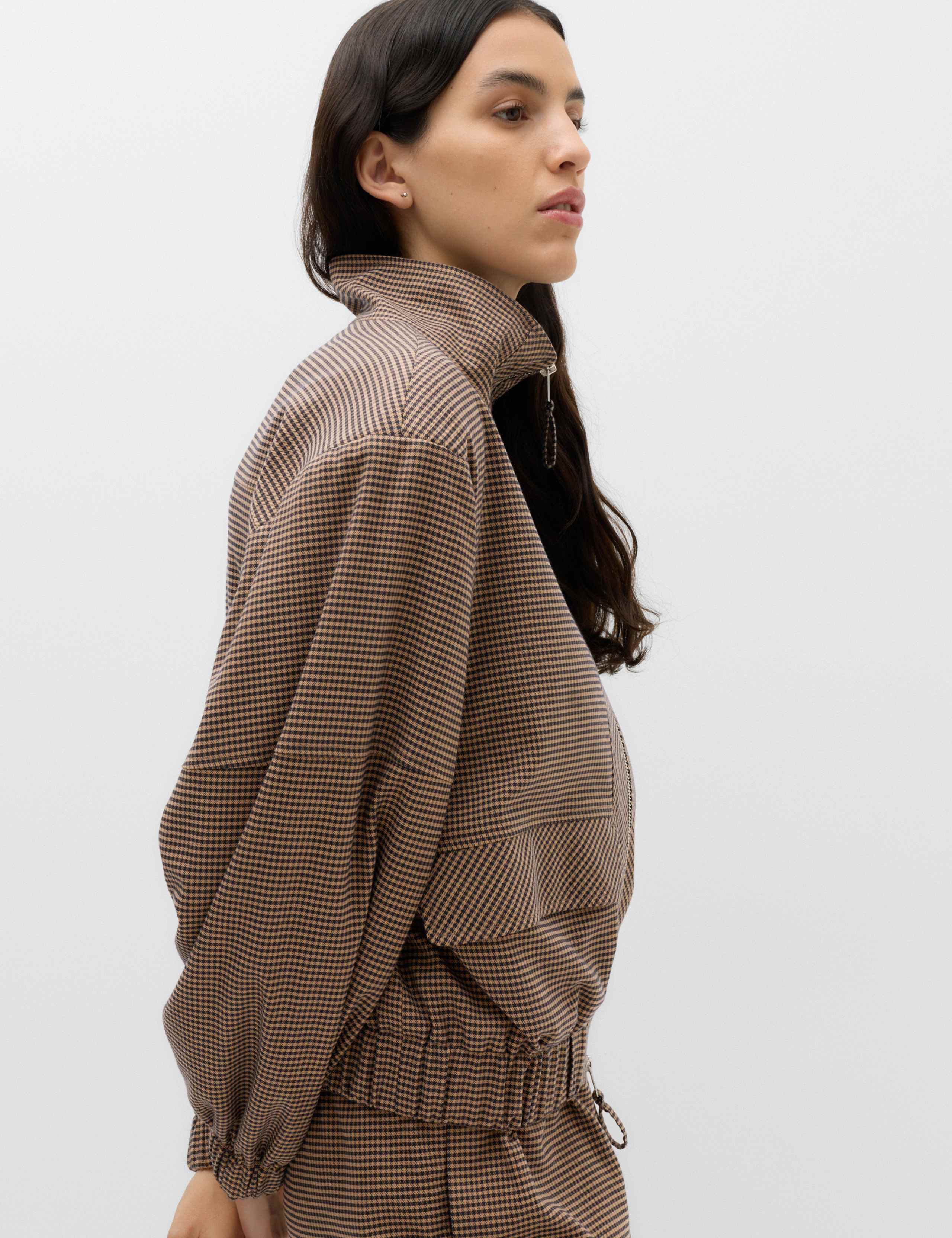 Checked Funnel Neck Jacket 5 of 6