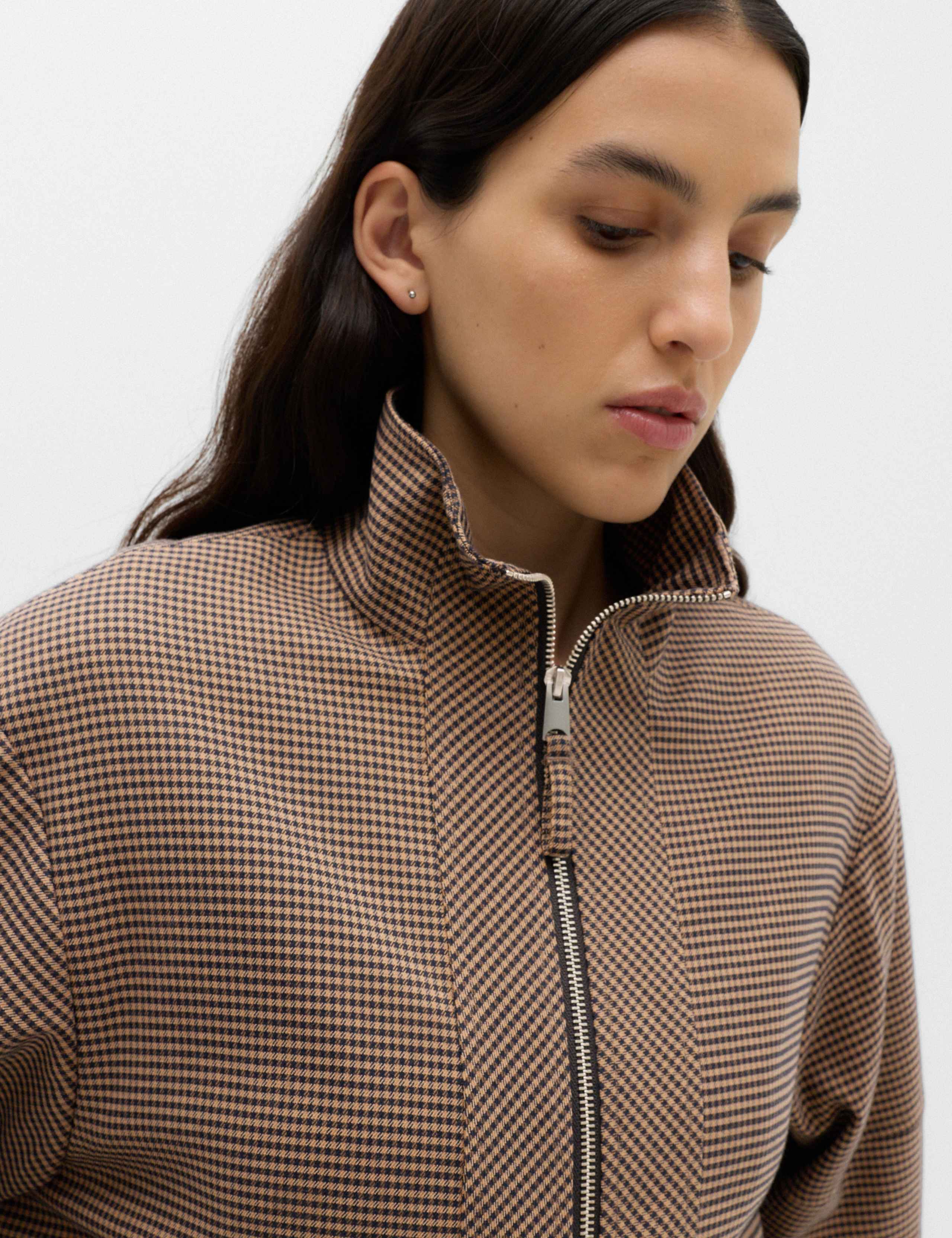 Checked Funnel Neck Jacket 6 of 6