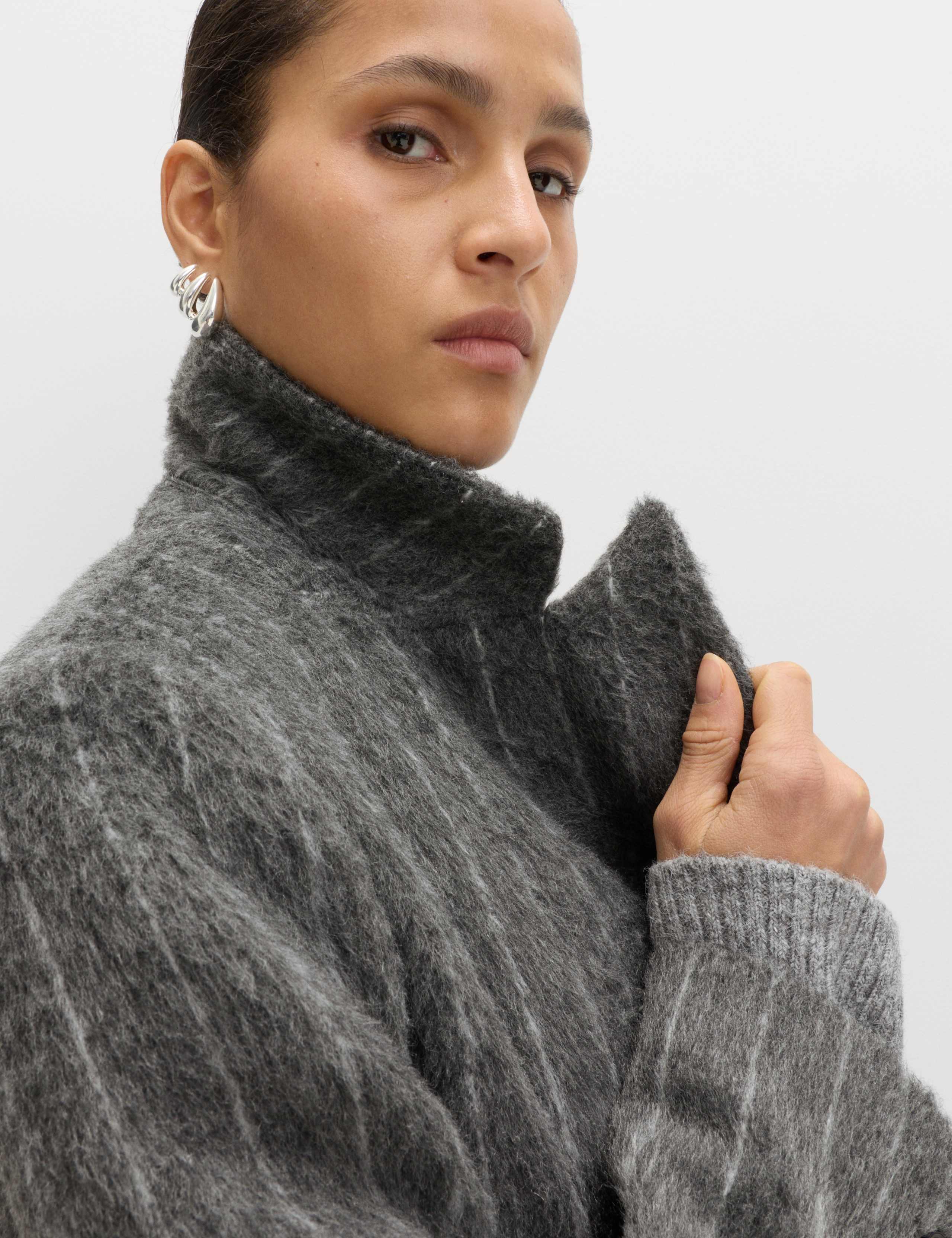 Brushed Pinstripe Double Breasted Longline Coat 6 of 6