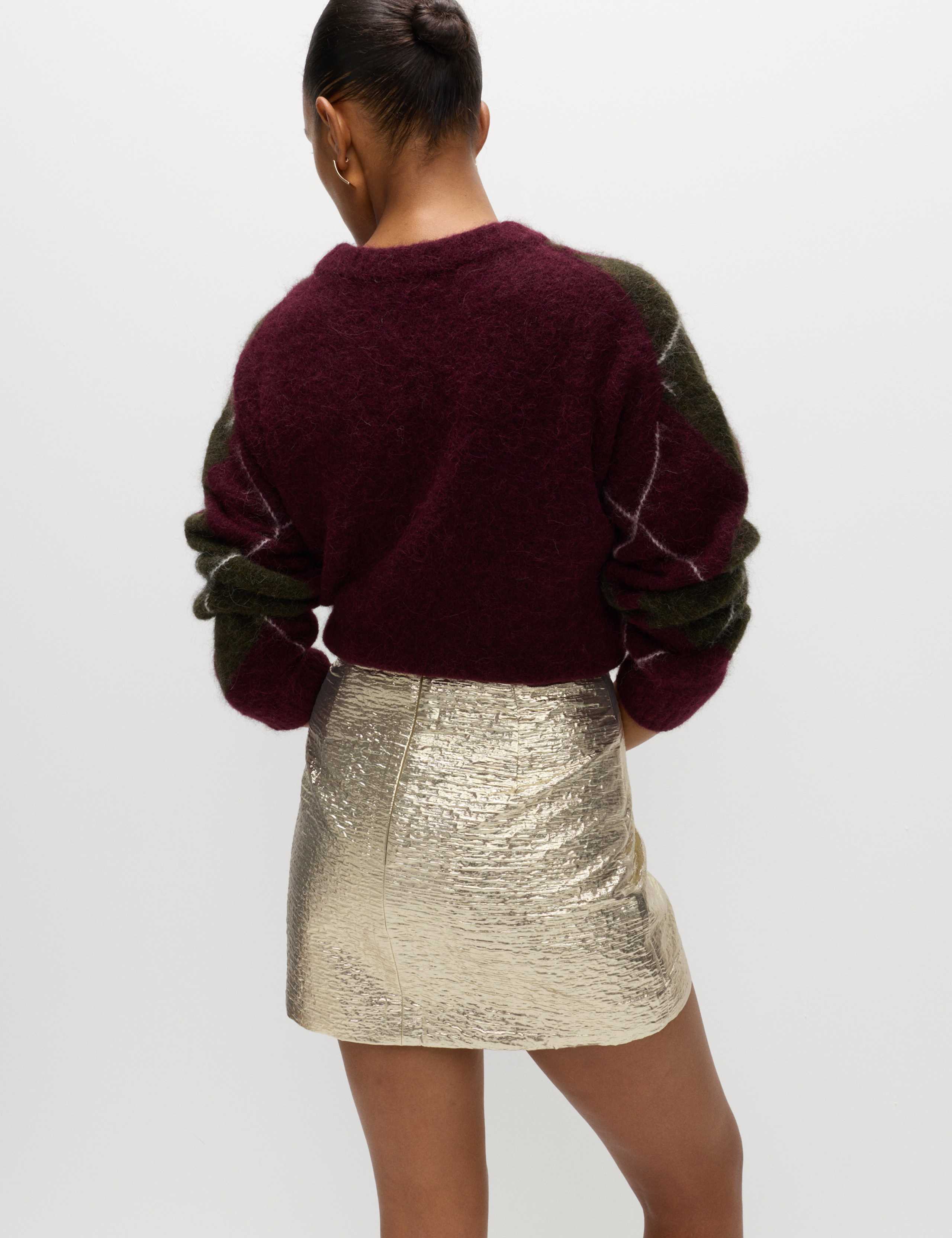 Metallic Textured Mini Column Skirt 4 of 4
