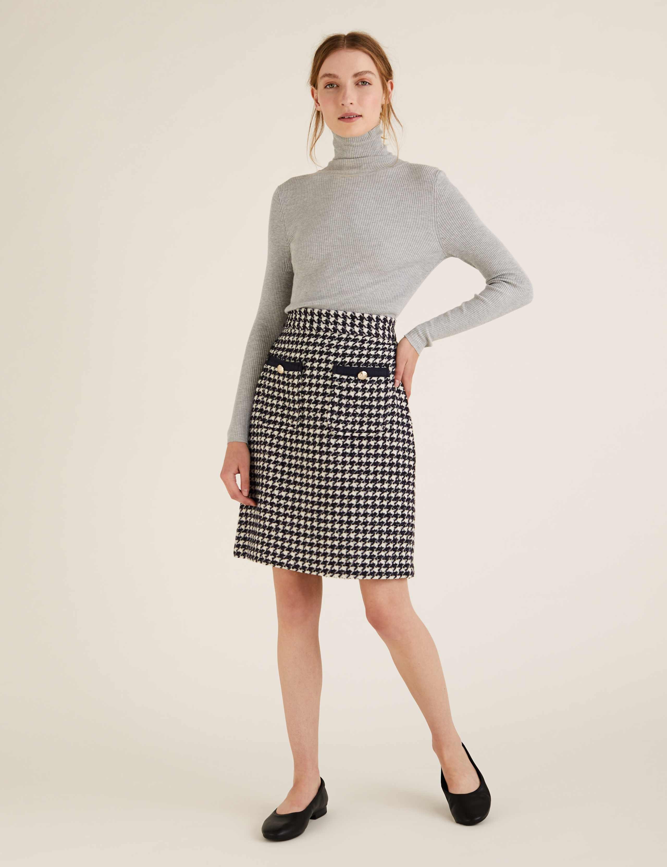 Tweed Dogtooth Mini A-Line Skirt 1 of 5