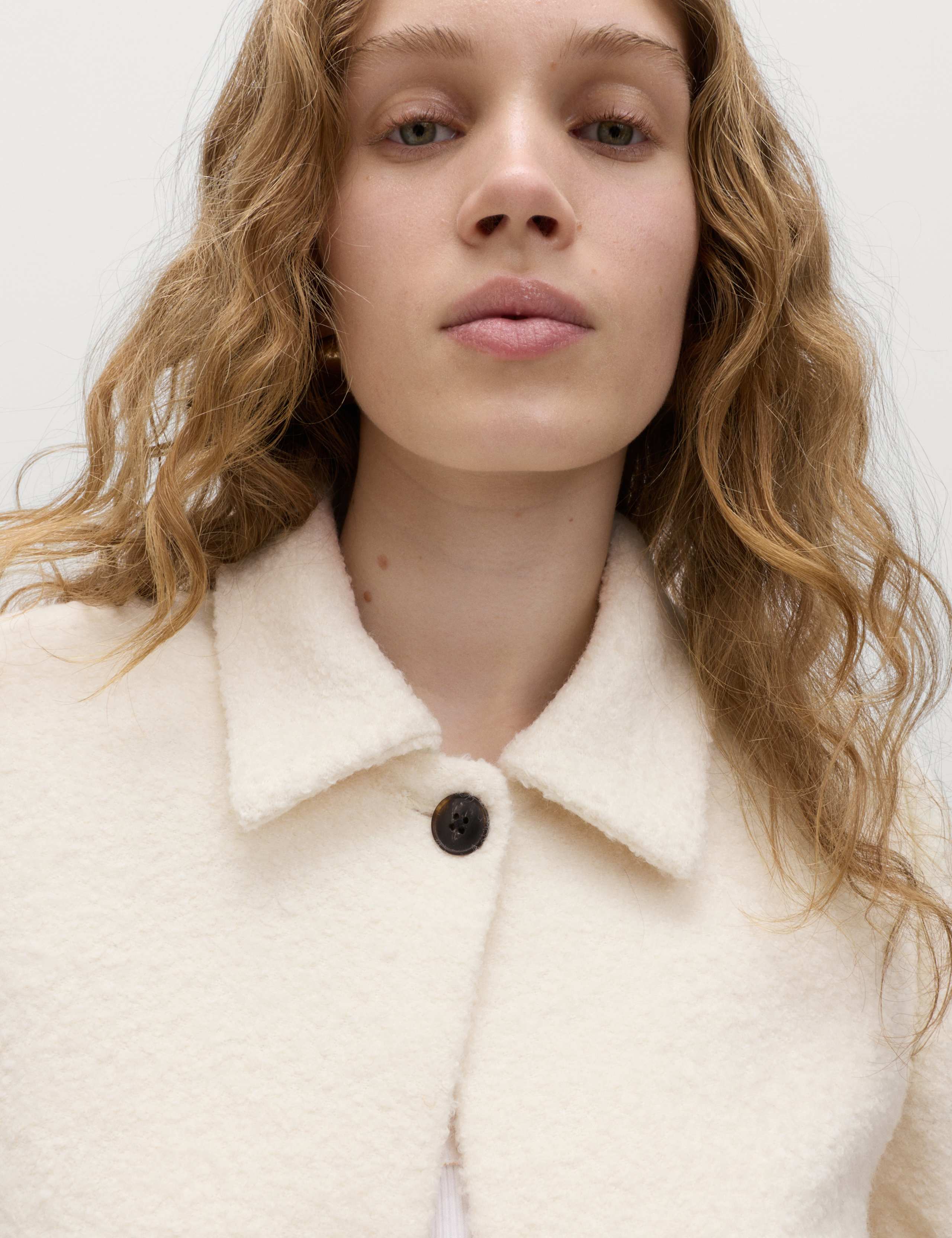 Tweed Textured Collared Jacket with Wool 3 of 5