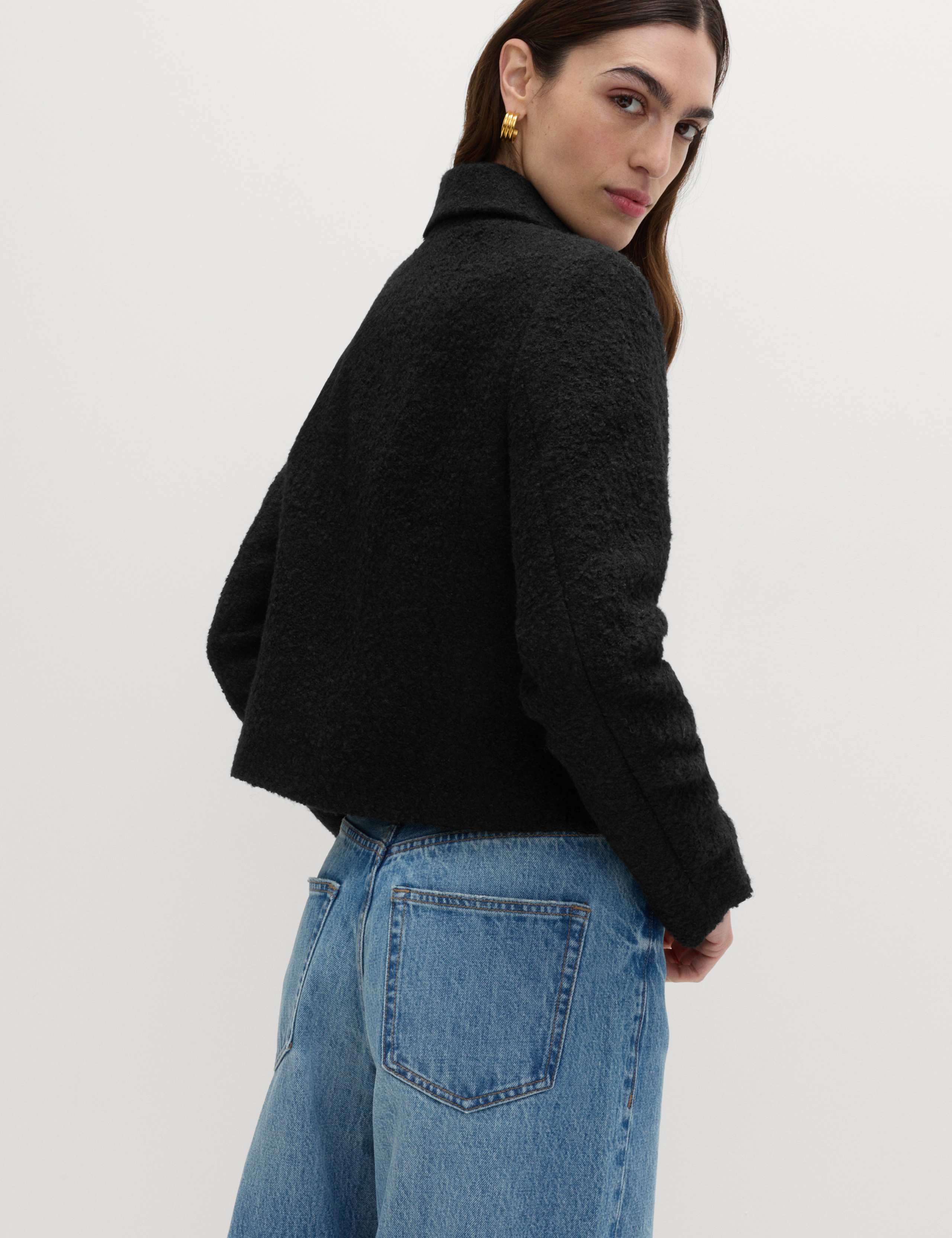 Tweed Textured Collared Jacket with Wool 4 of 7