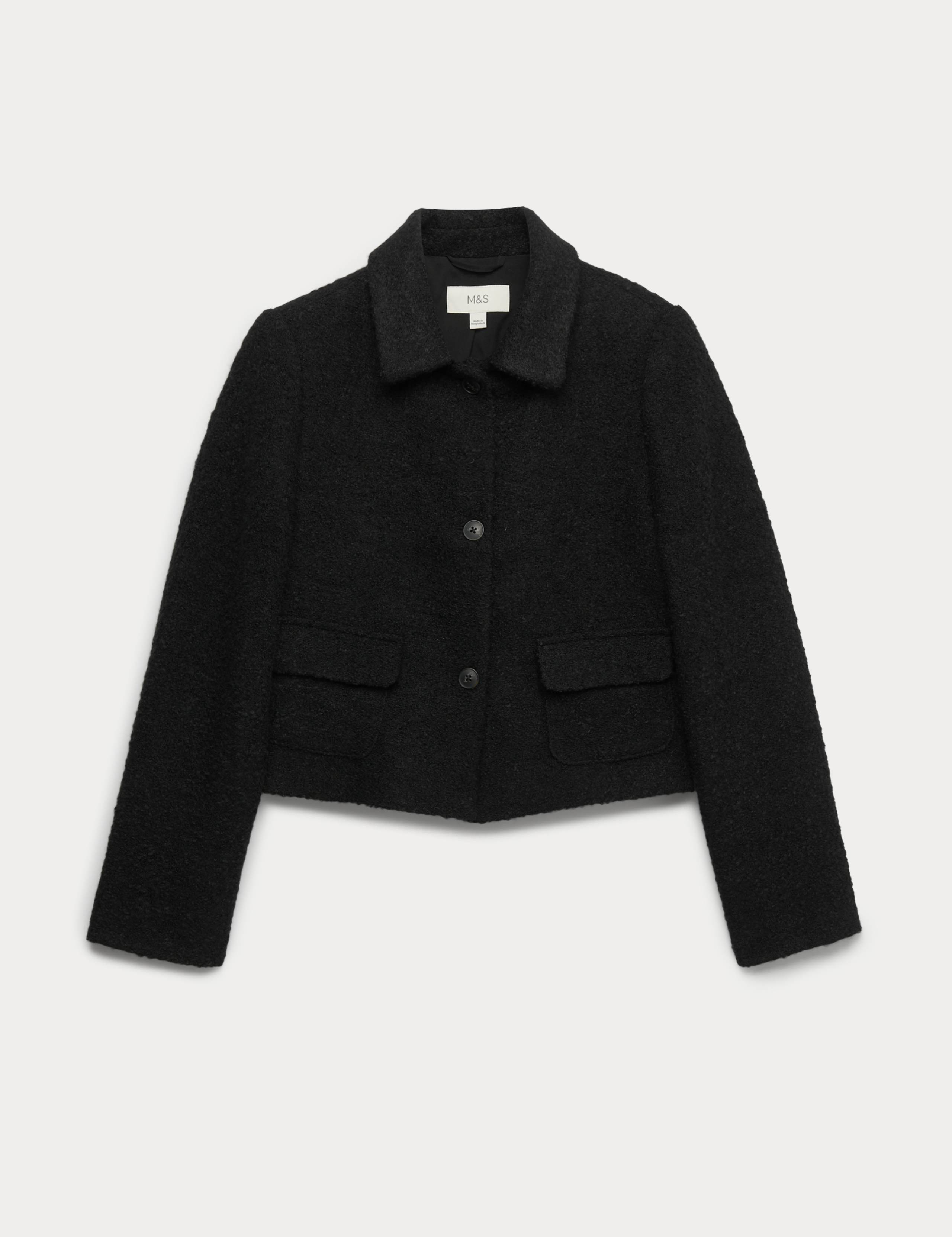 Tweed Textured Collared Jacket with Wool 2 of 7