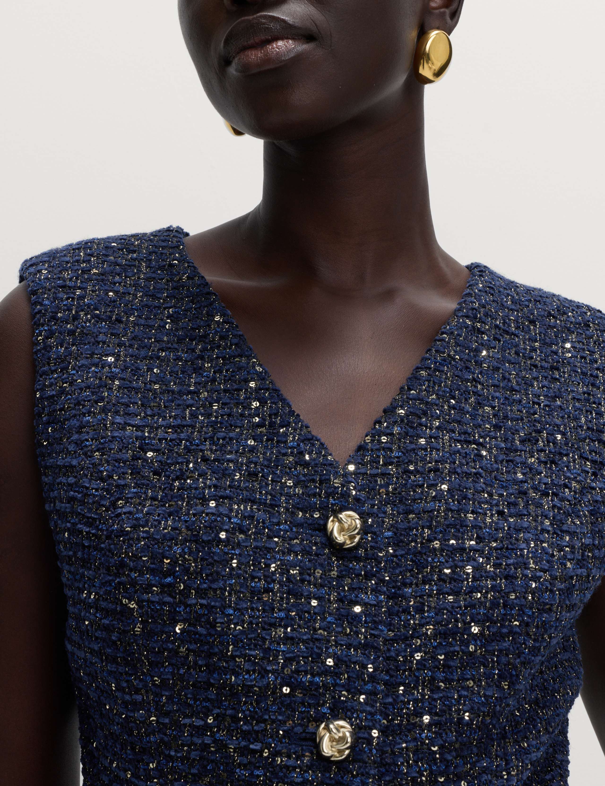 Metallic Sequin Tweed Waistcoat 3 of 6