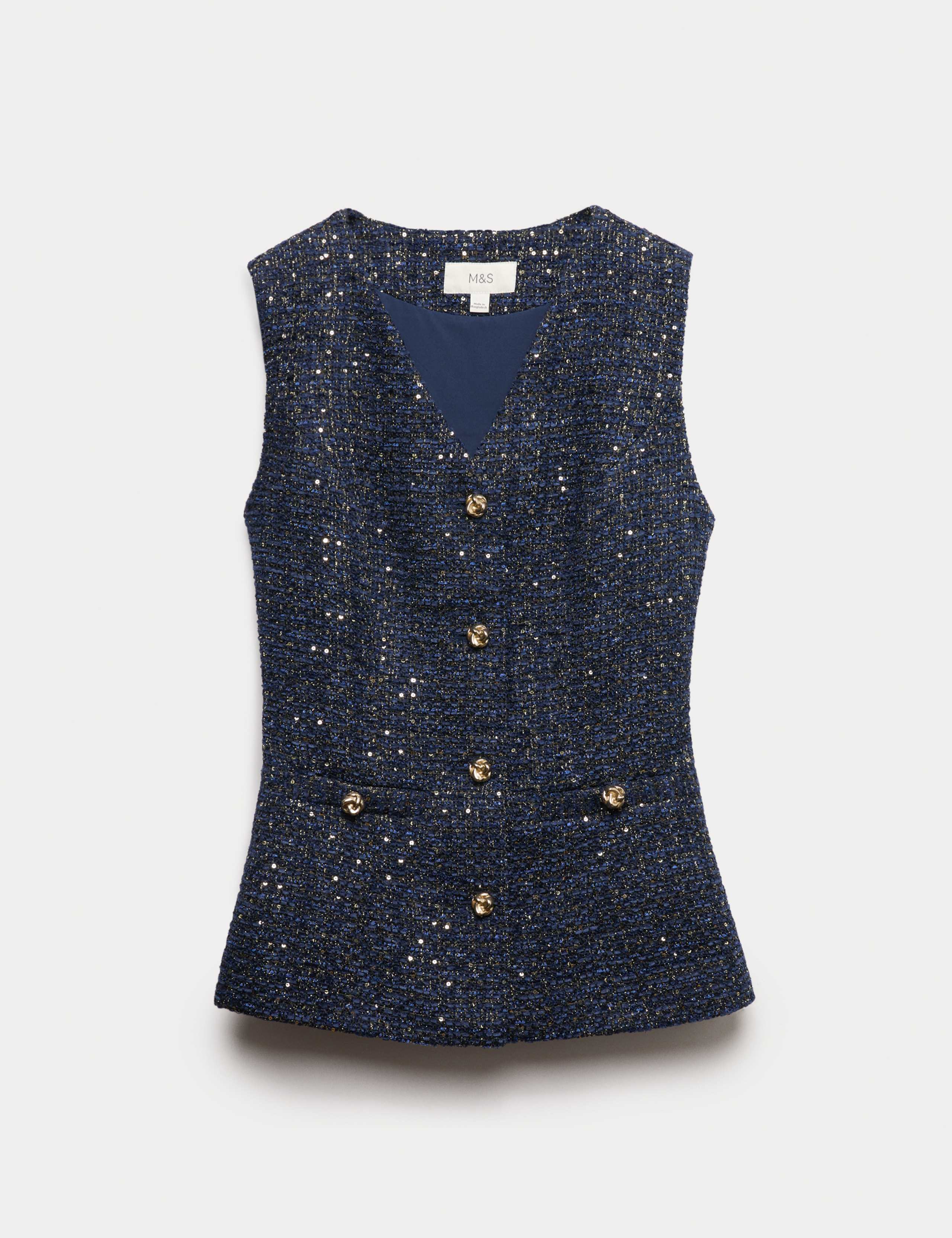 Metallic Sequin Tweed Waistcoat 2 of 6