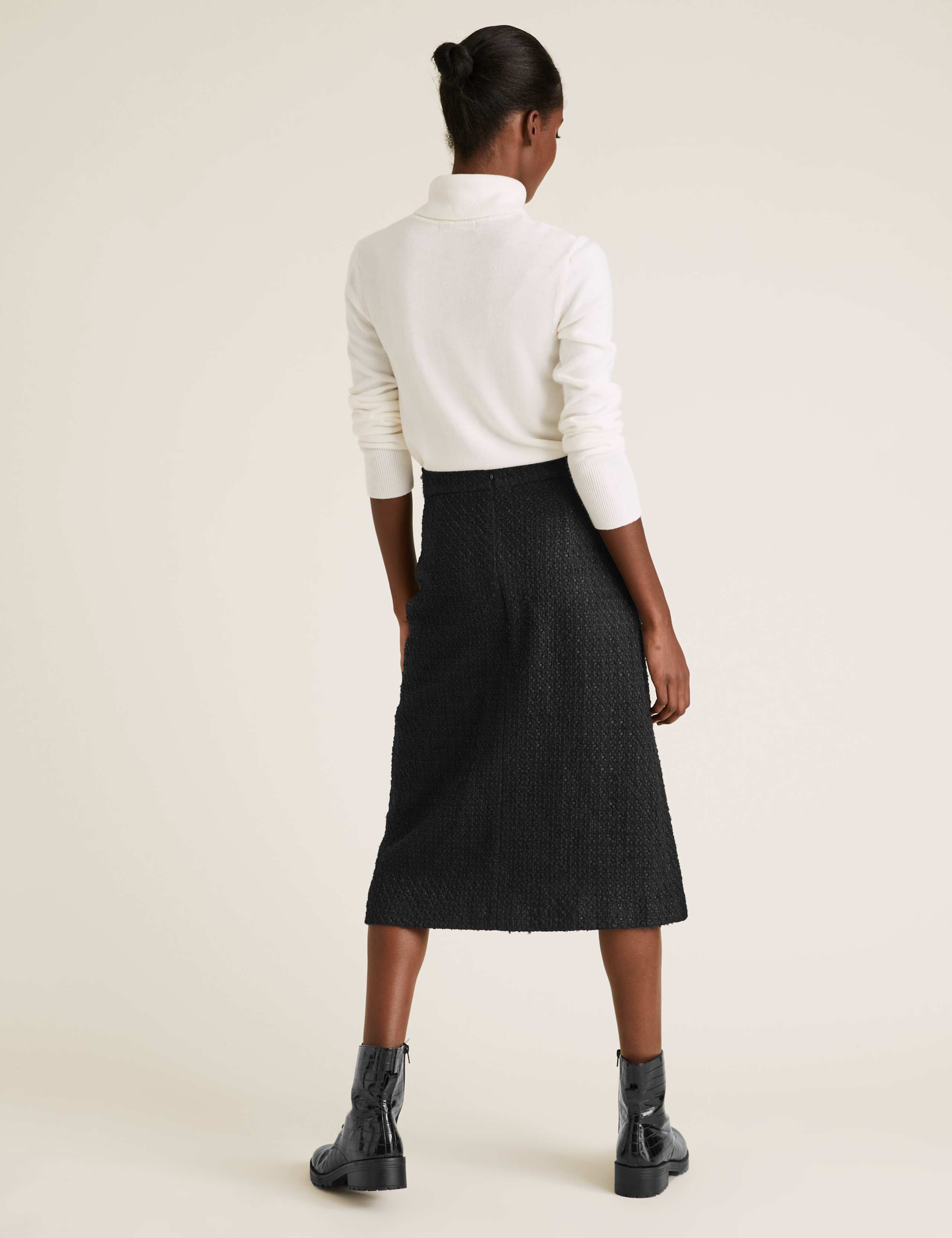 Wool Tweed Knee Length A-Line Skirt 4 of 4