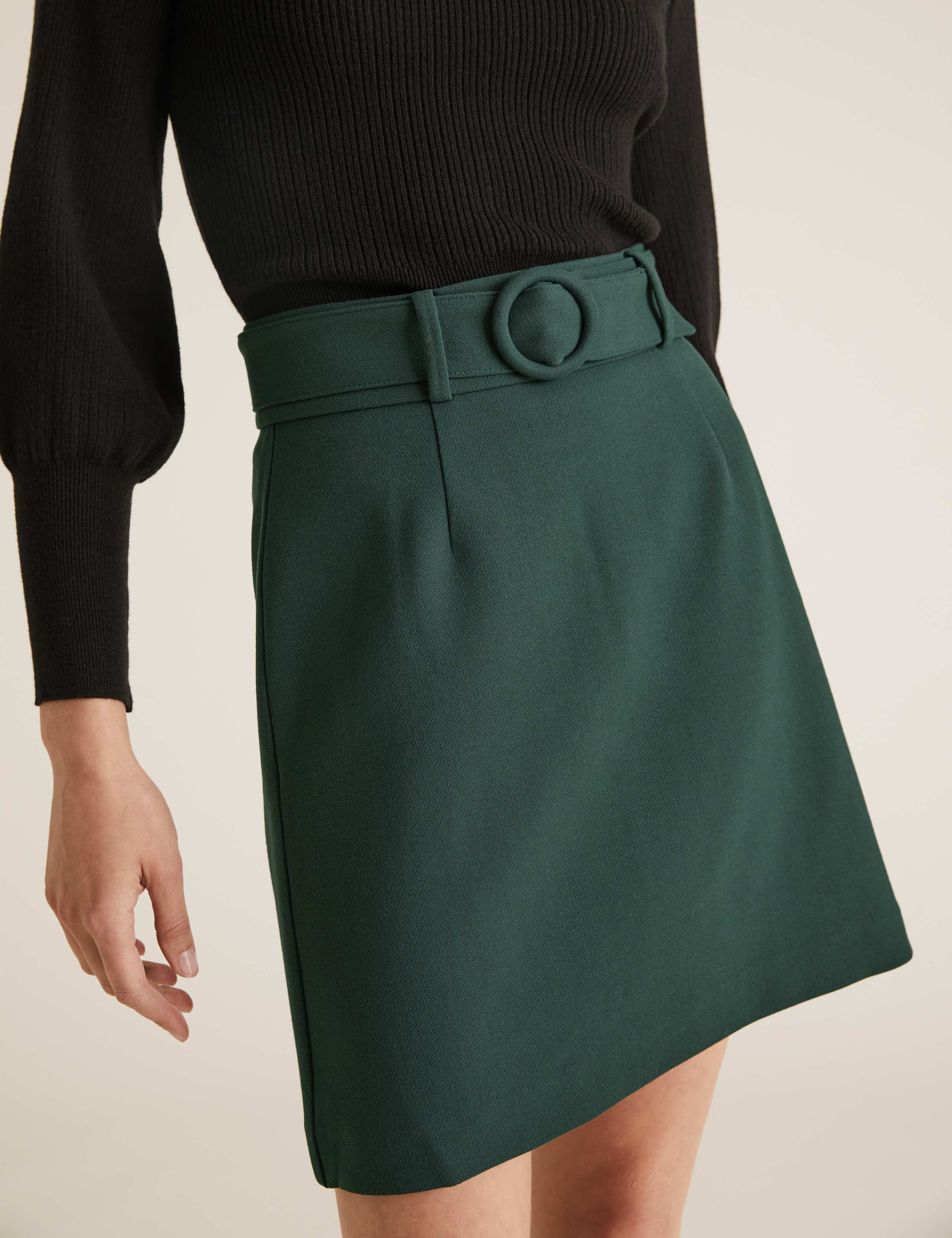 Belted Mini A-Line Skirt 3 of 5