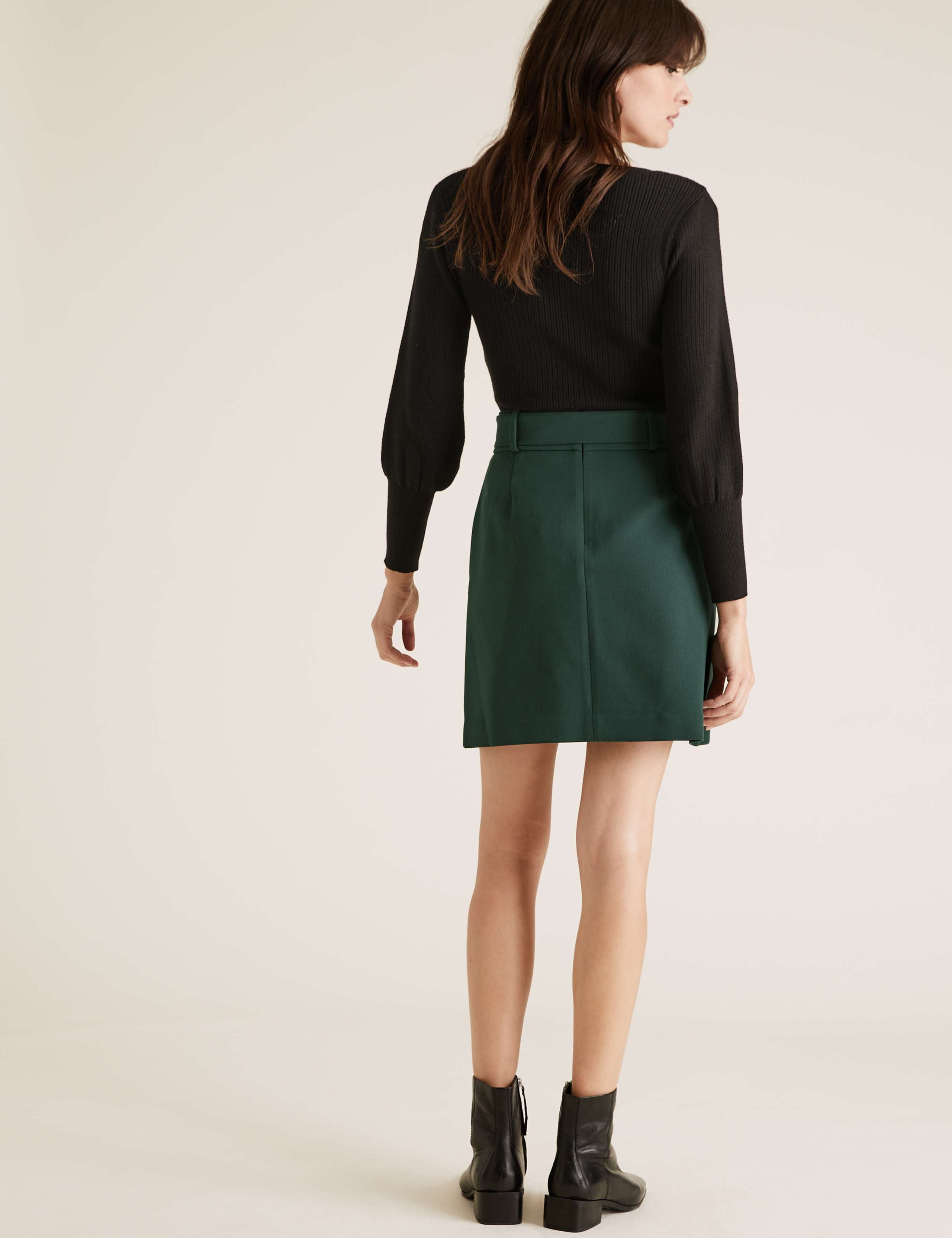 Belted Mini A-Line Skirt 4 of 5